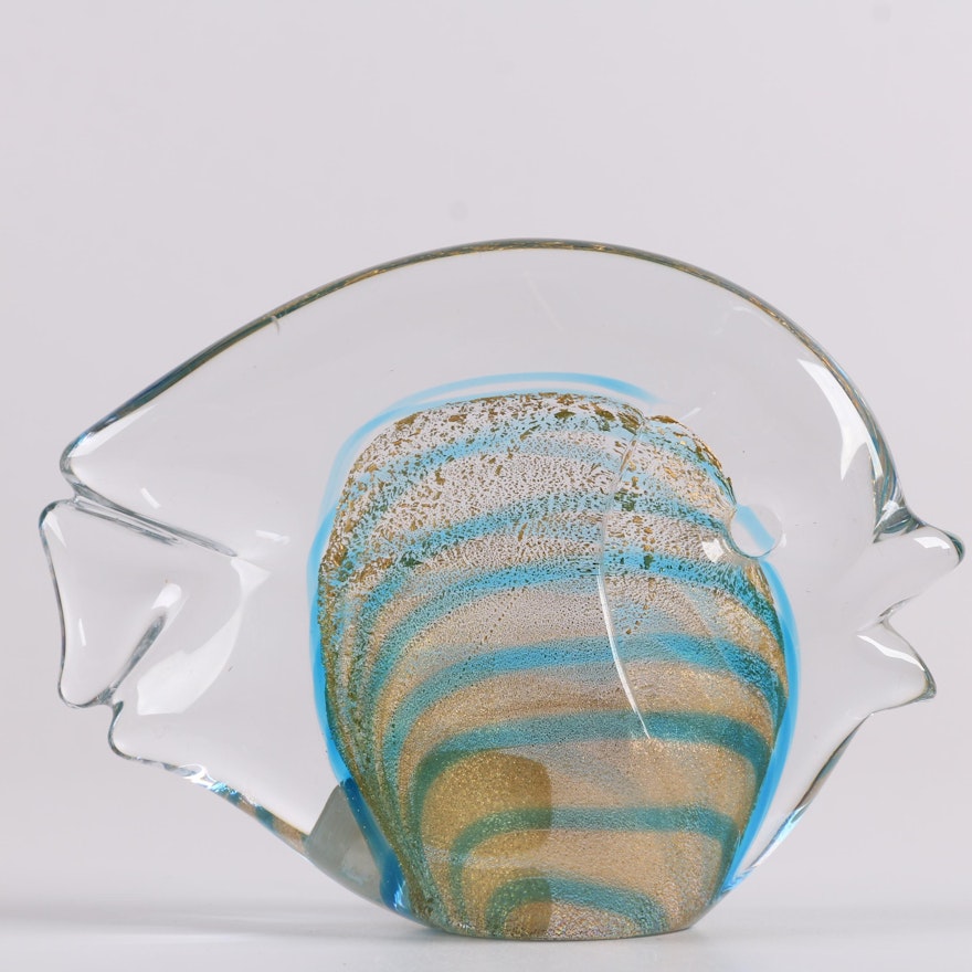 Italian Marcolin Art Crystal Avventurina Fish Figurine