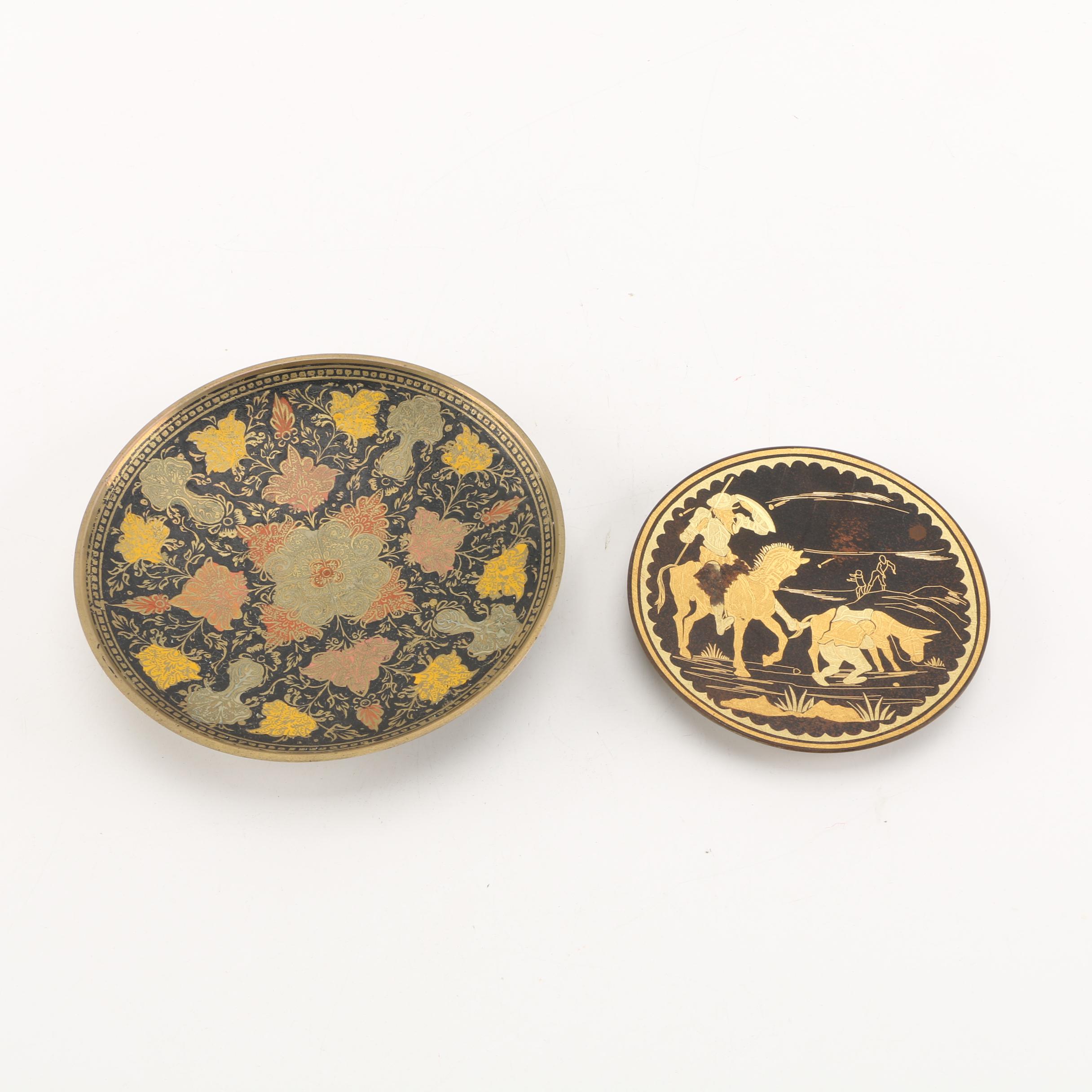 Damascene Decorative Plates Including Don Quixote Motif