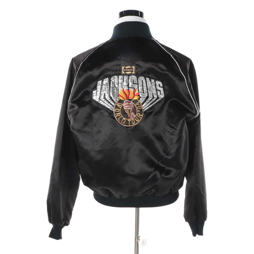 1984 Vintage “Jacksons Victory World '84 Tour” Black Satin Jacket