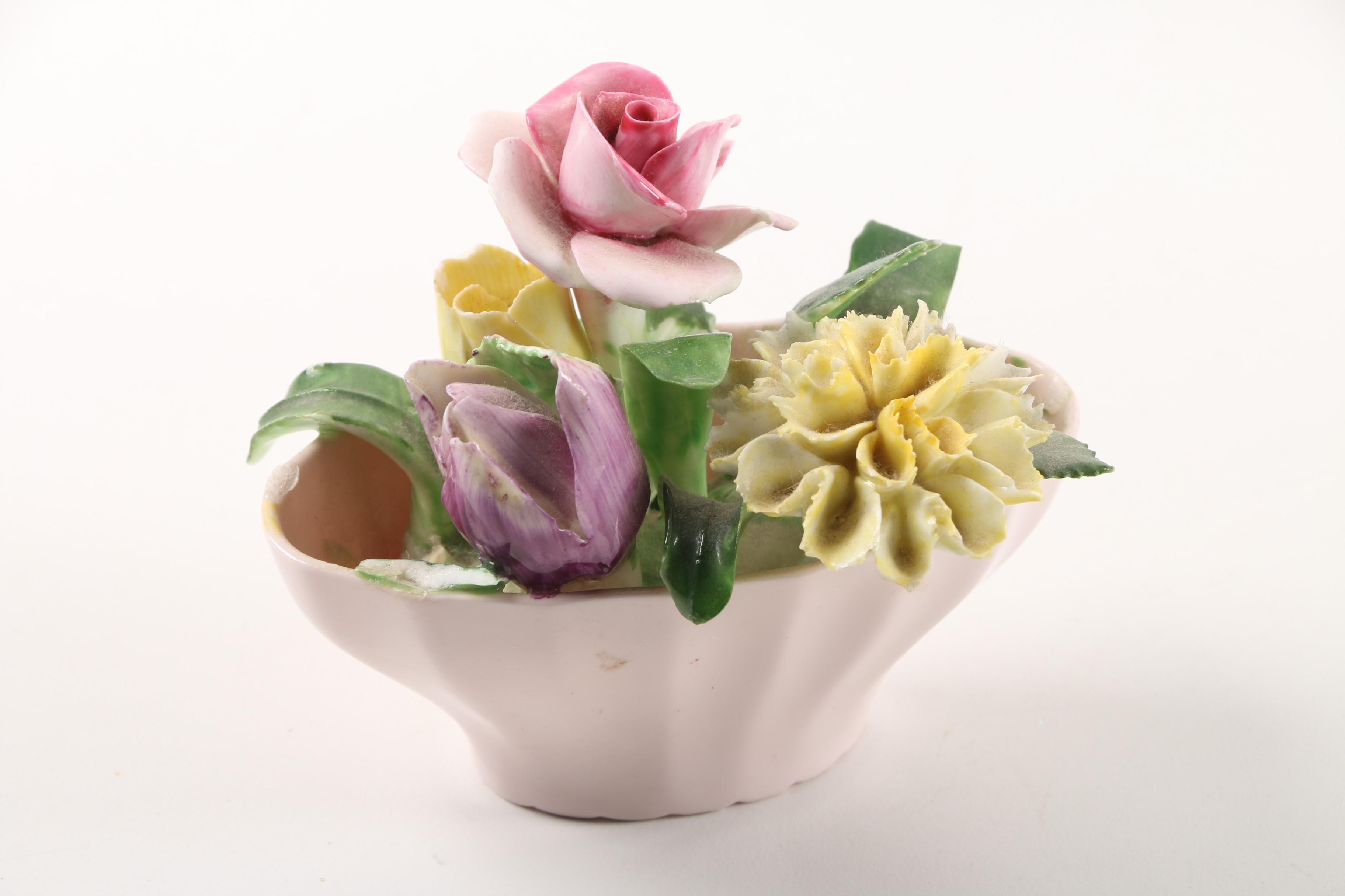 Goldscheider-Everlast Figurines and Adderley Floral Arrangement