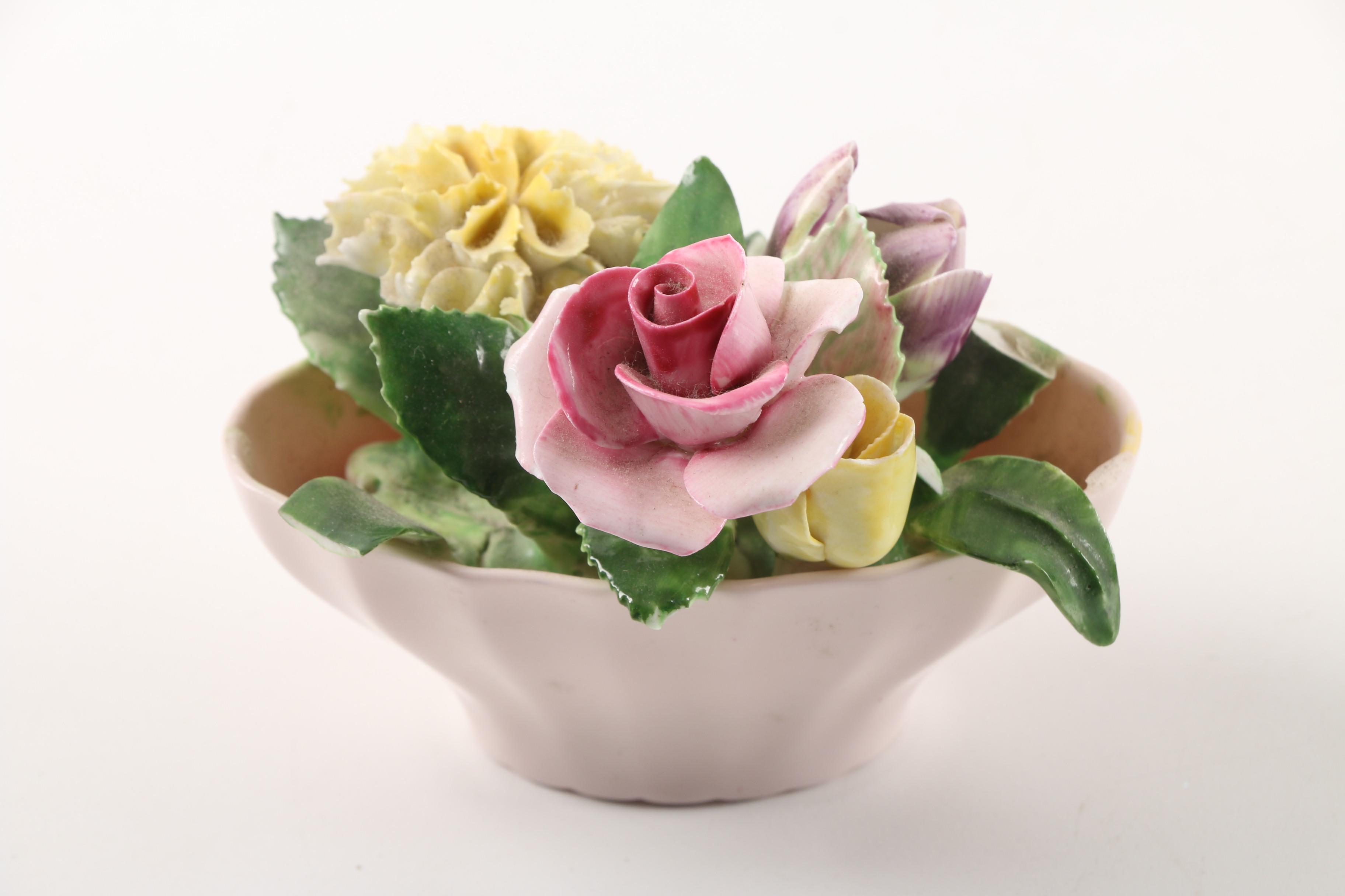 Goldscheider-Everlast Figurines and Adderley Floral Arrangement