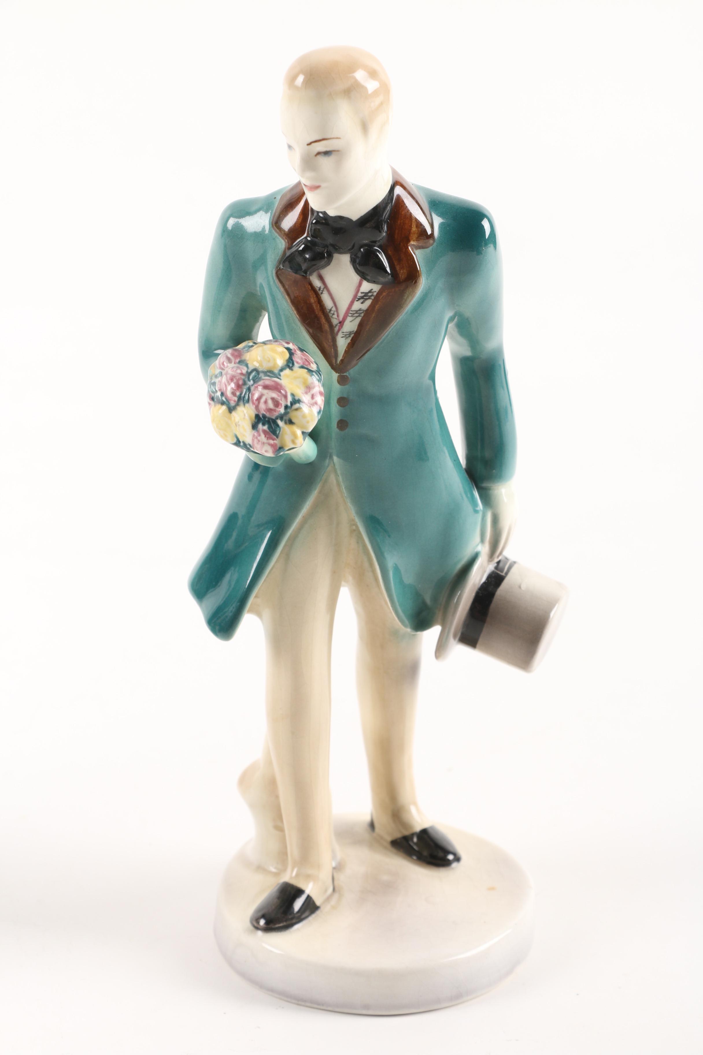 Goldscheider-Everlast Figurines and Adderley Floral Arrangement