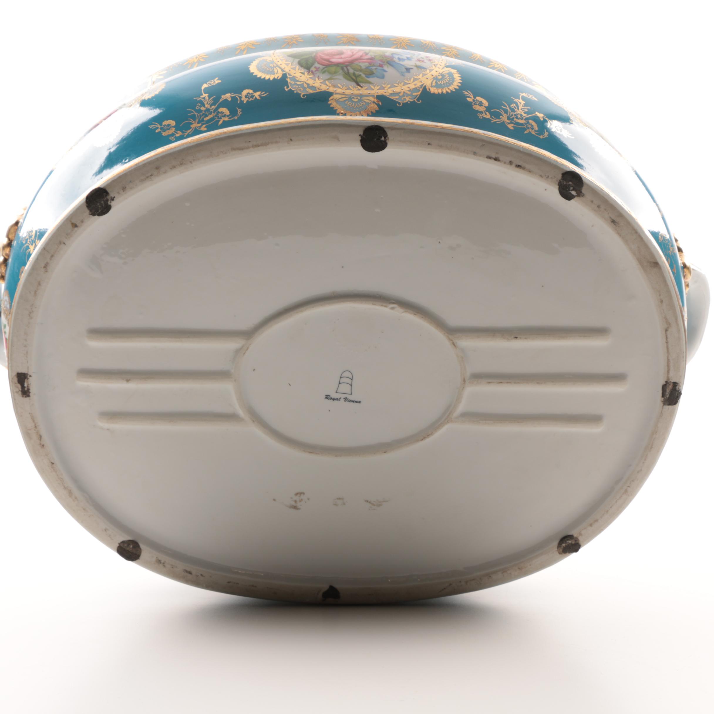 Modern Royal Vienna Porcelain Transferware Wine Cistern