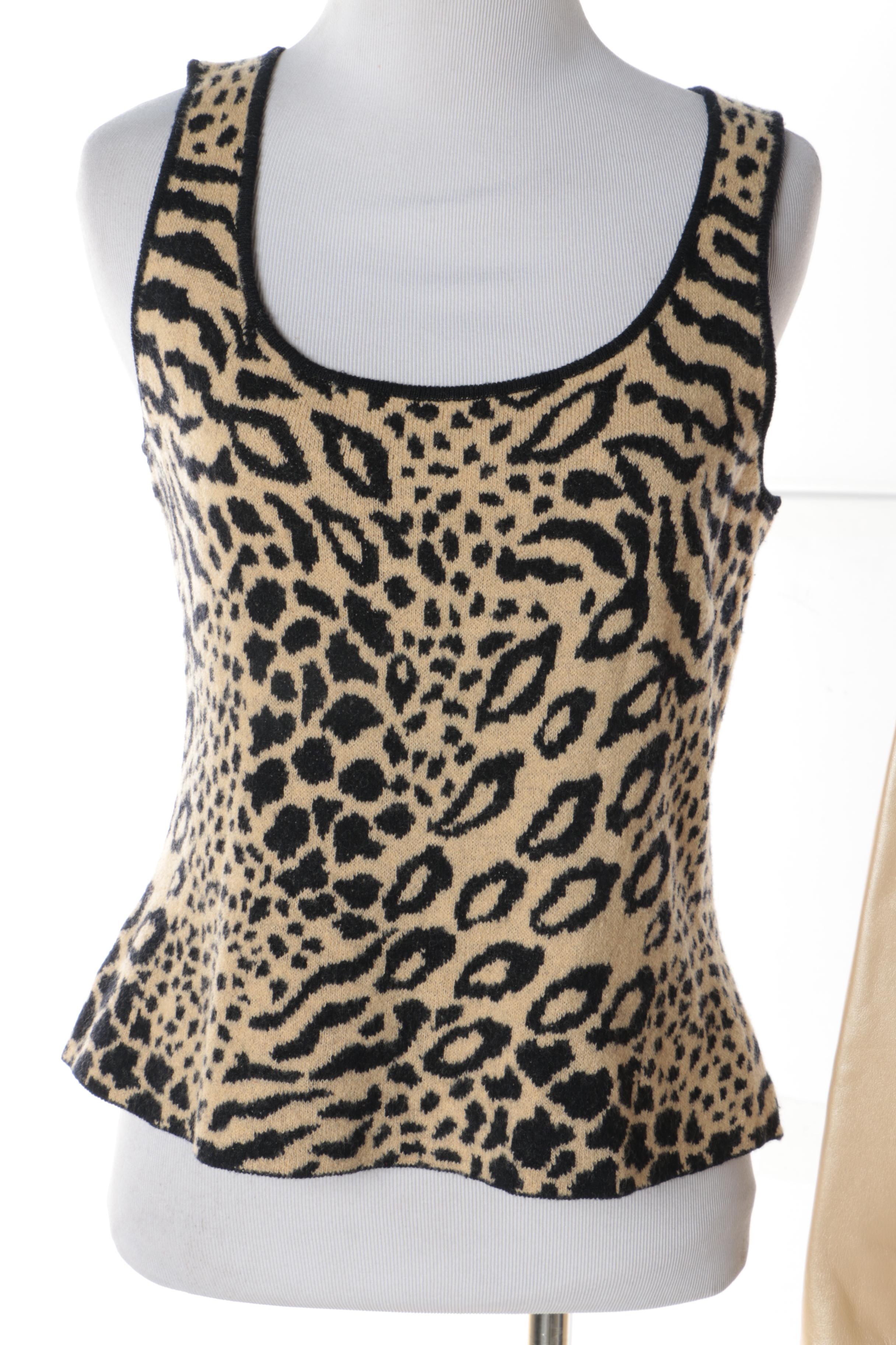 Women's St. John Collection Leather Pantsuit and St. John Brand Tank Tops