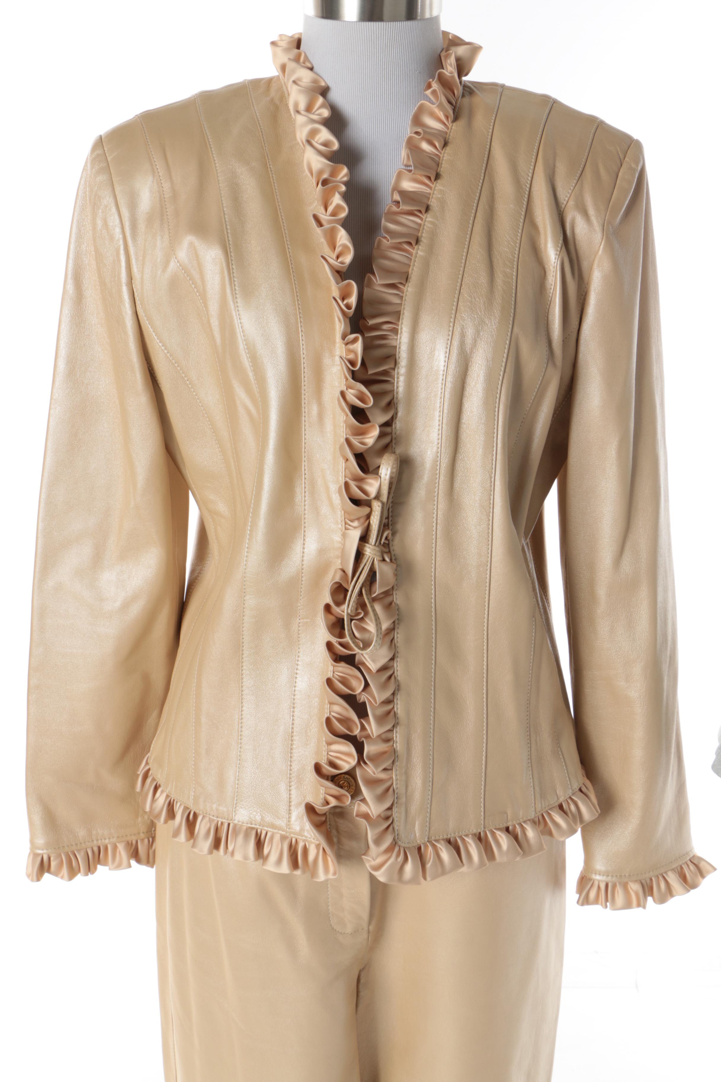 Women's St. John Collection Leather Pantsuit and St. John Brand Tank Tops