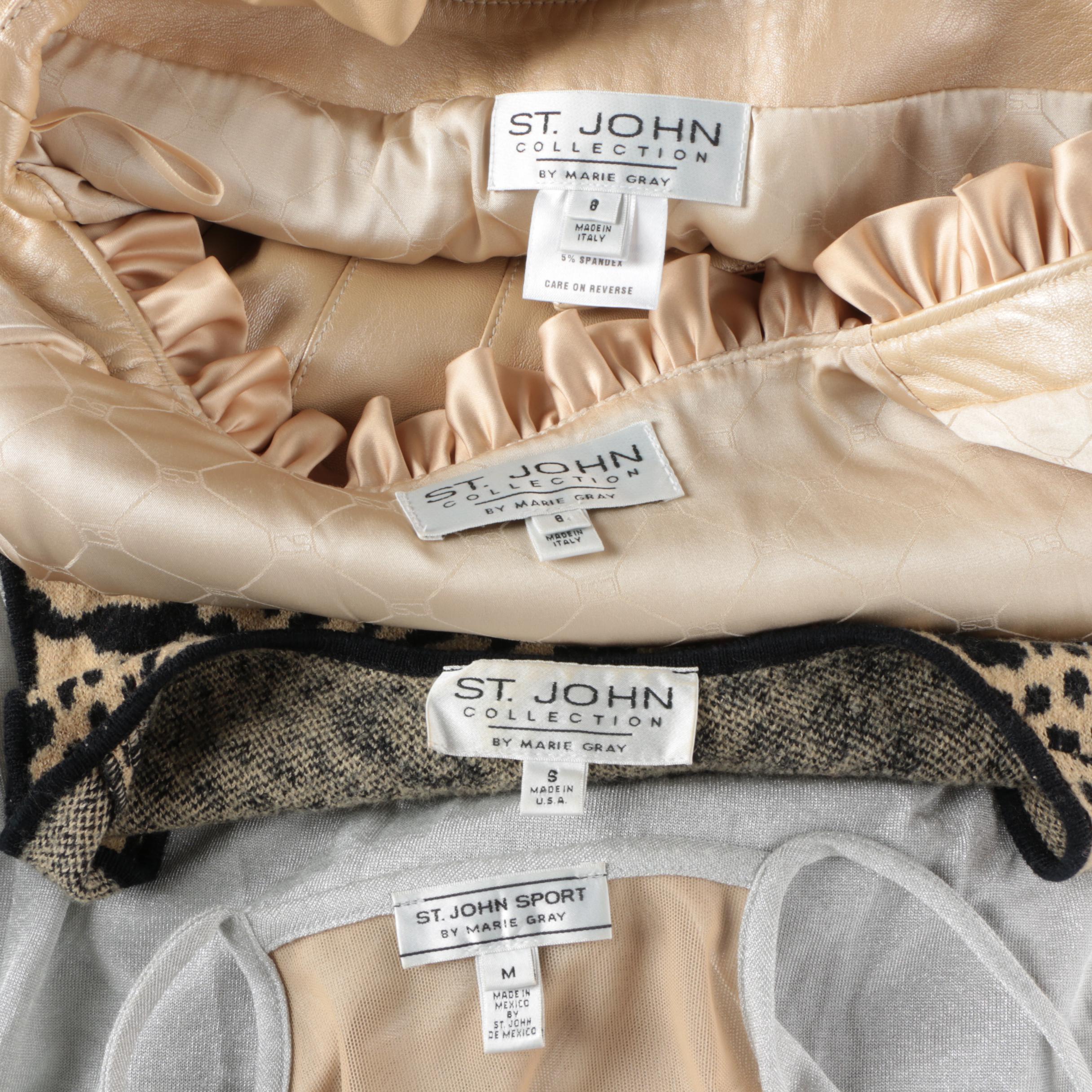 Women's St. John Collection Leather Pantsuit and St. John Brand Tank Tops