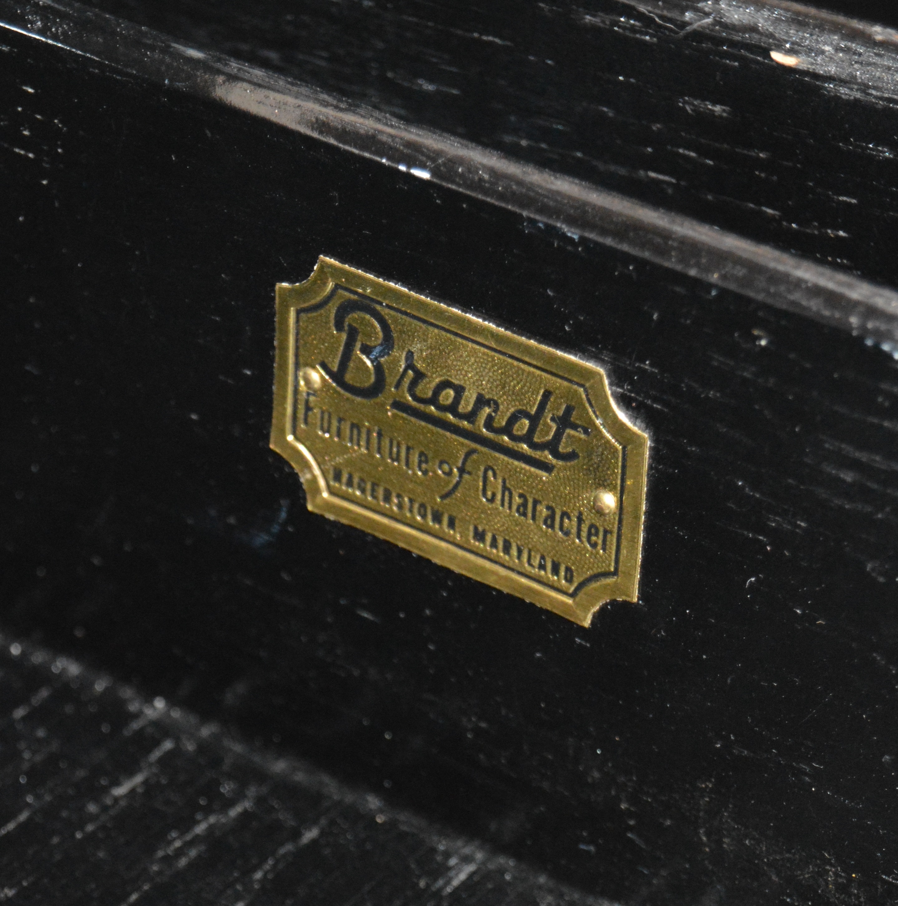 Regency Style Marble Top Black Cabinet by Brandt