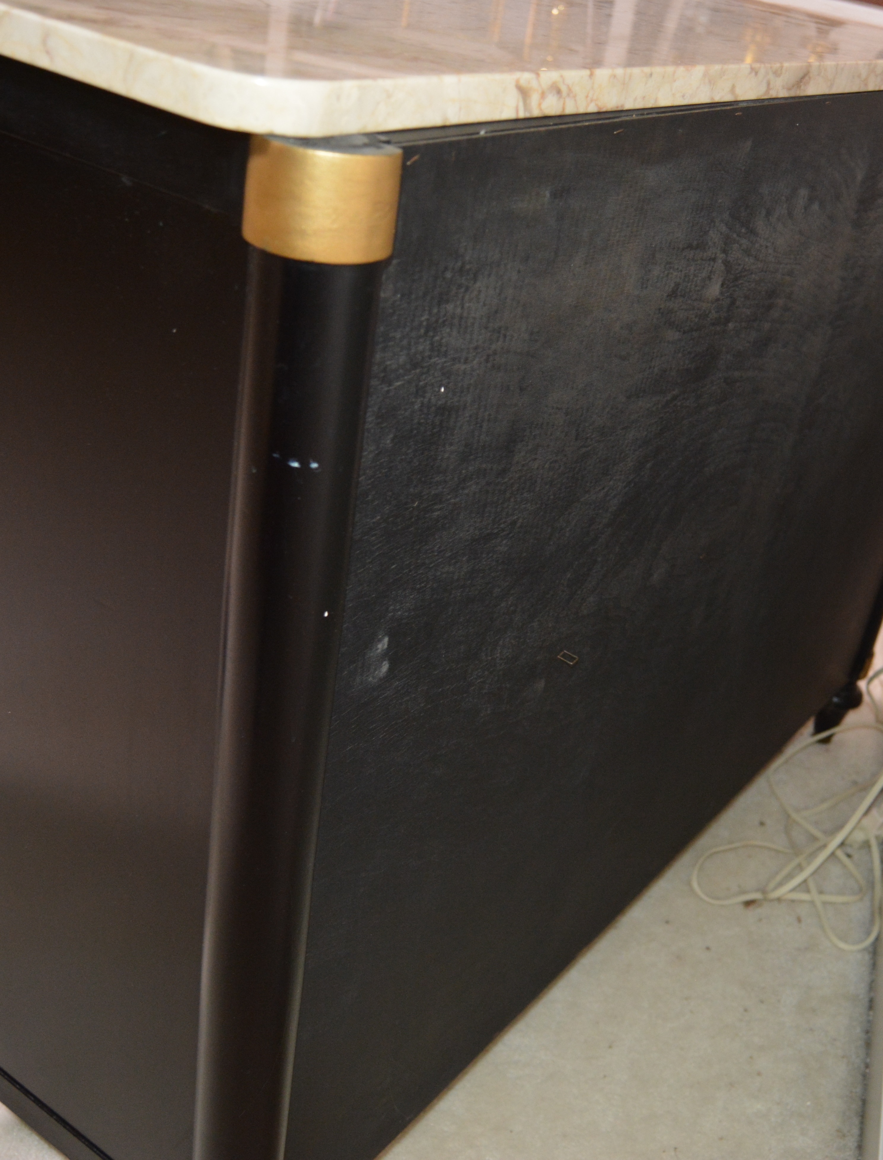 Regency Style Marble Top Black Cabinet by Brandt