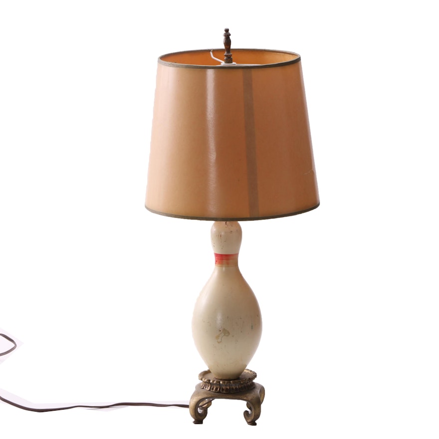 Vintage Table Lamp with Bowling Pin Base