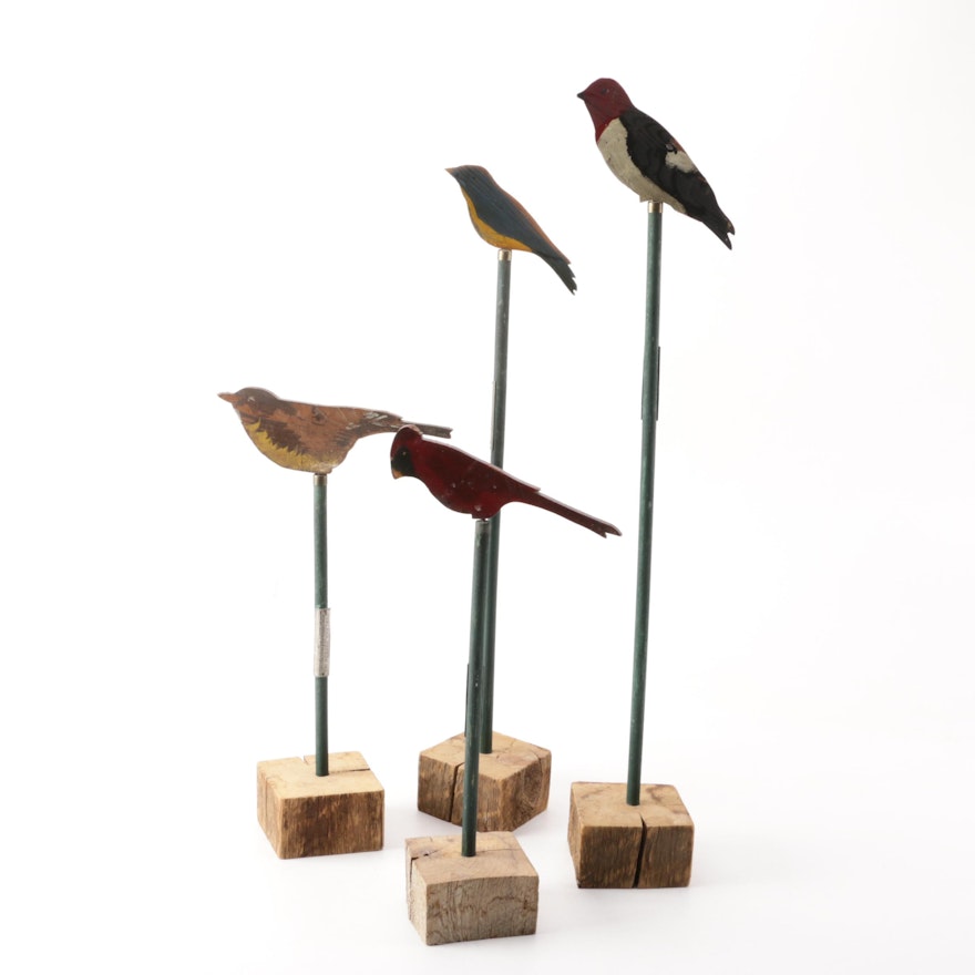 Vintage Joseph H. Dodson Inc. Carved Wooden Bird Figurines