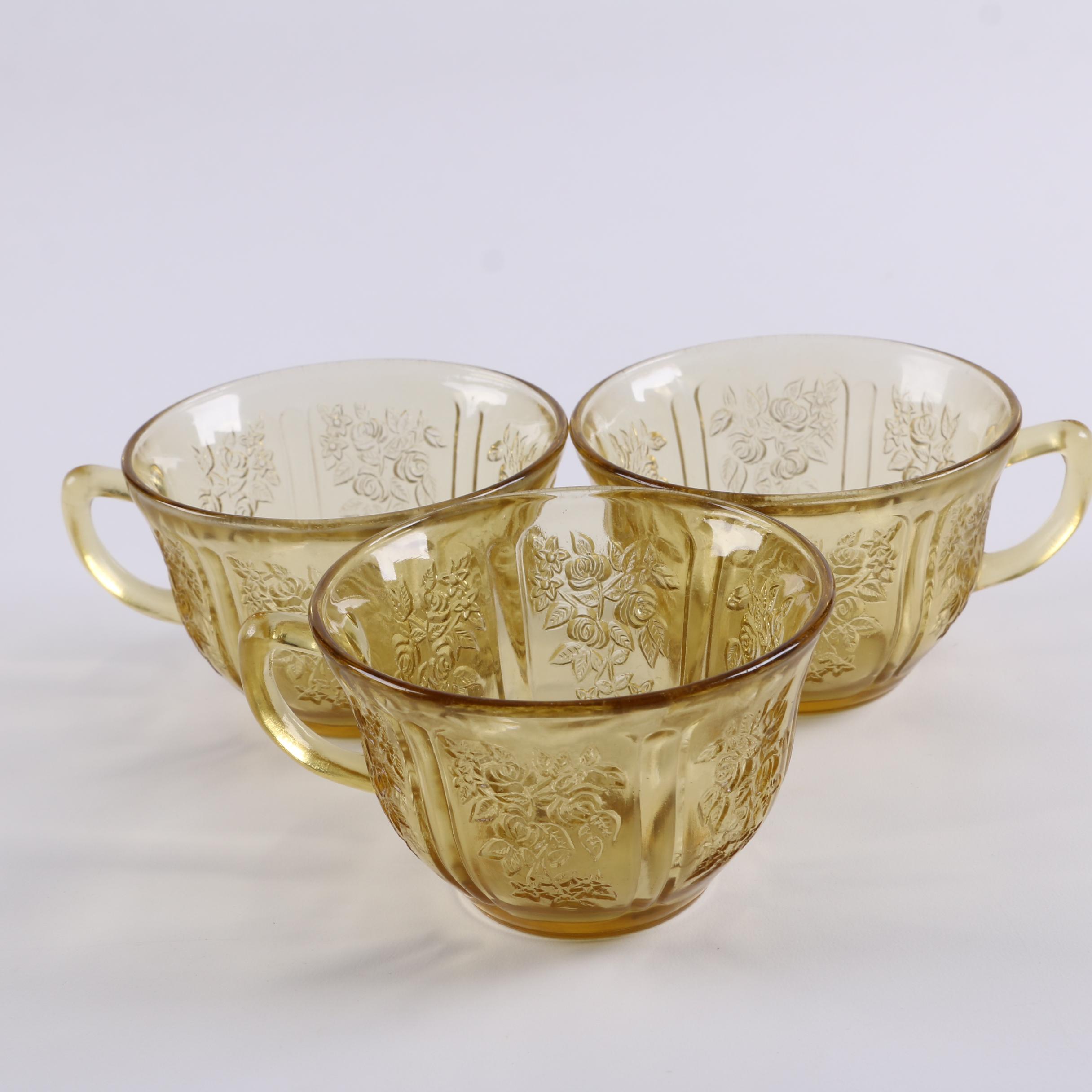 Federal Glass Amber Depression Glass Serveware "Madrid" and "Sharon"