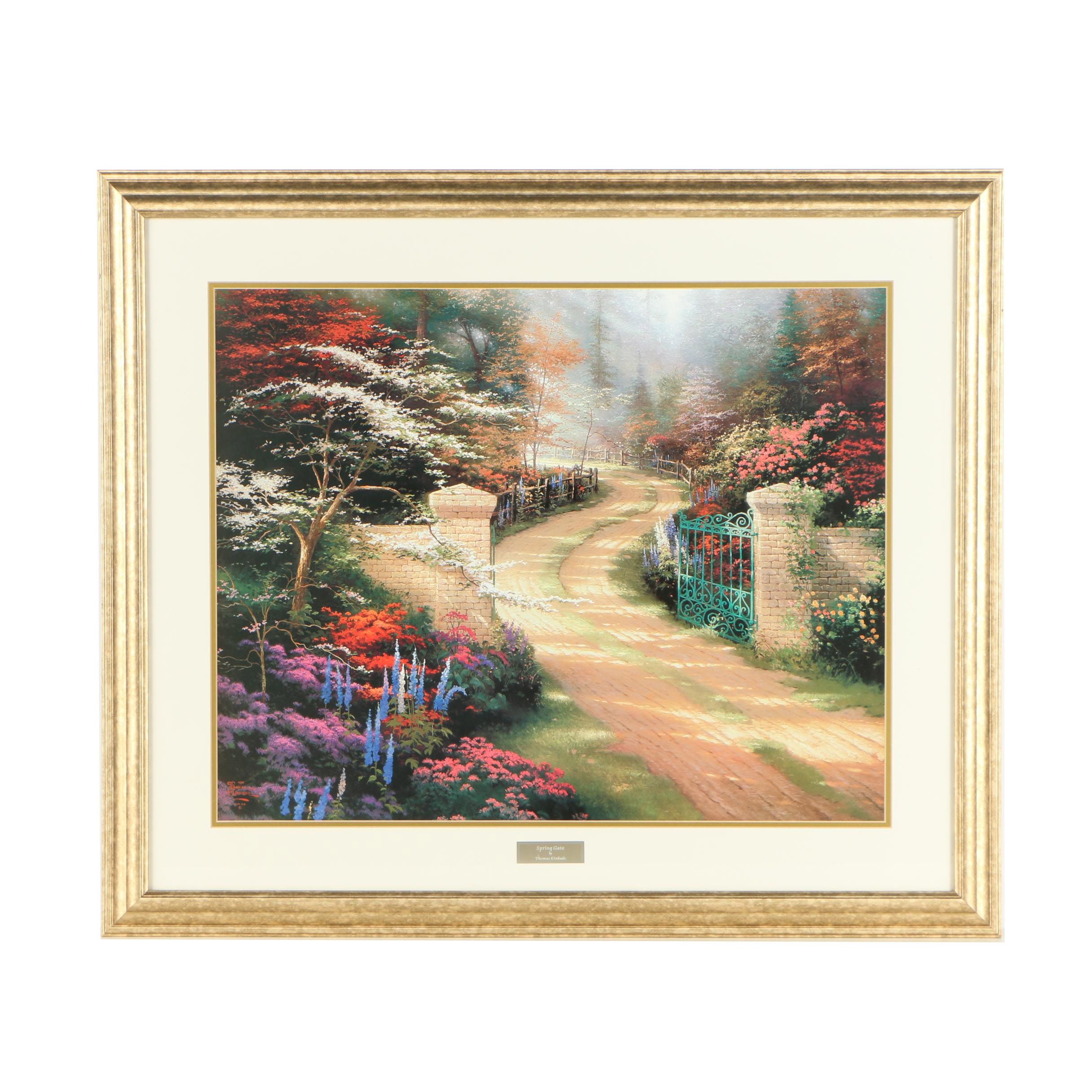 After Thomas Kinkade Offset Lithograph "Spring Gate"