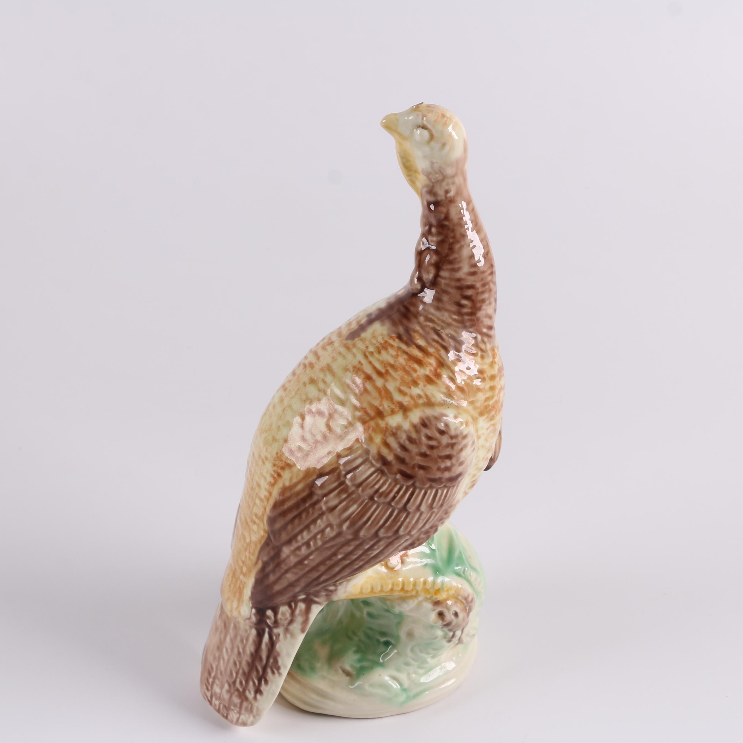 Blue Bird and Wild Turkey Ceramic Figurines