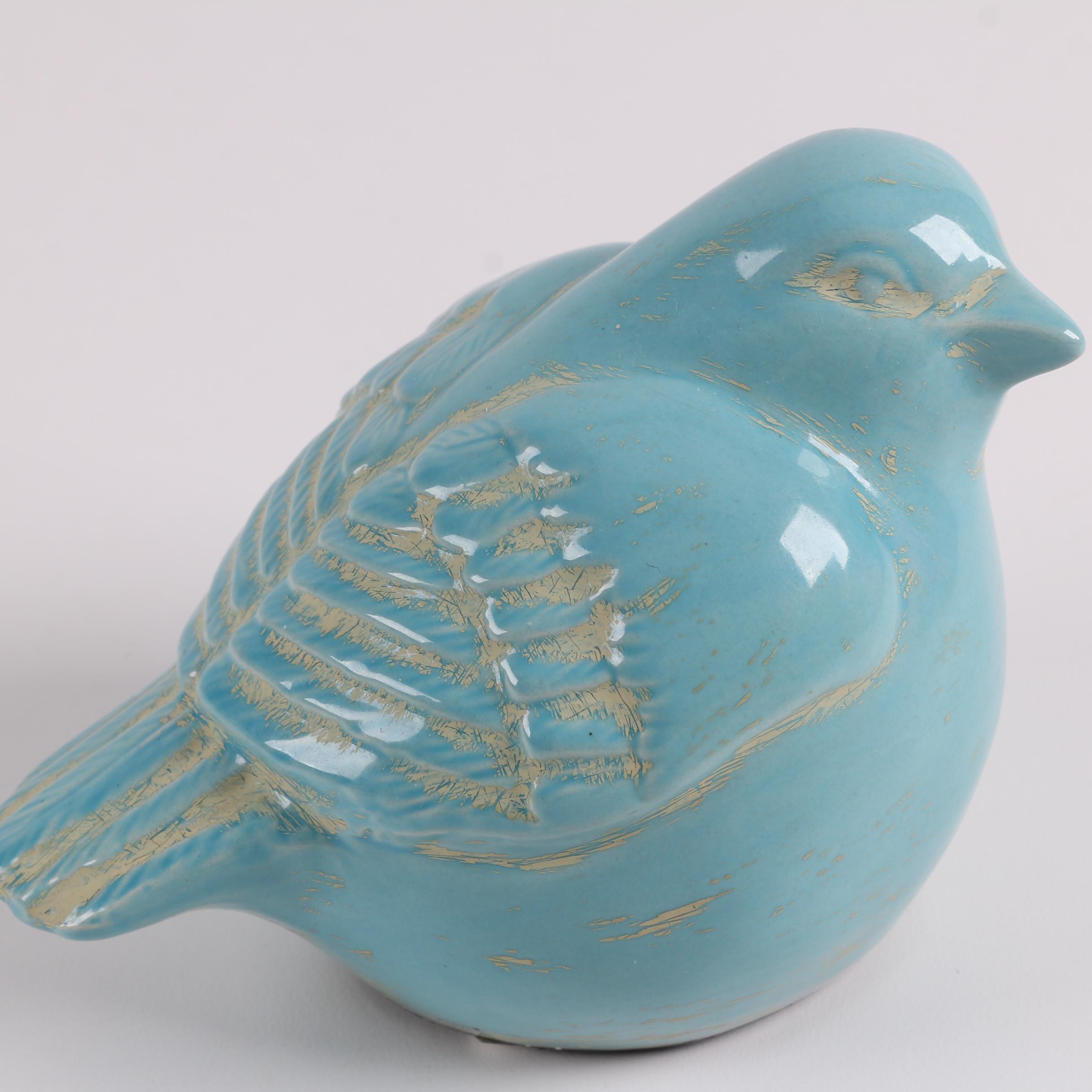 Blue Bird and Wild Turkey Ceramic Figurines
