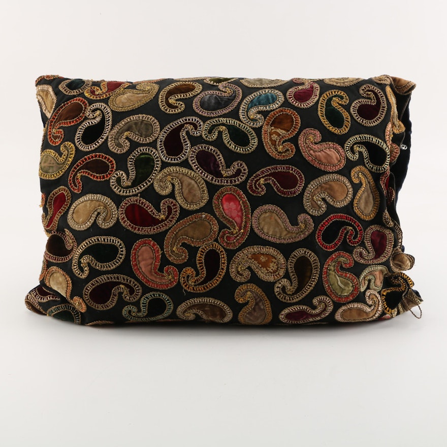 Embroidered Paisley Accent Pillow