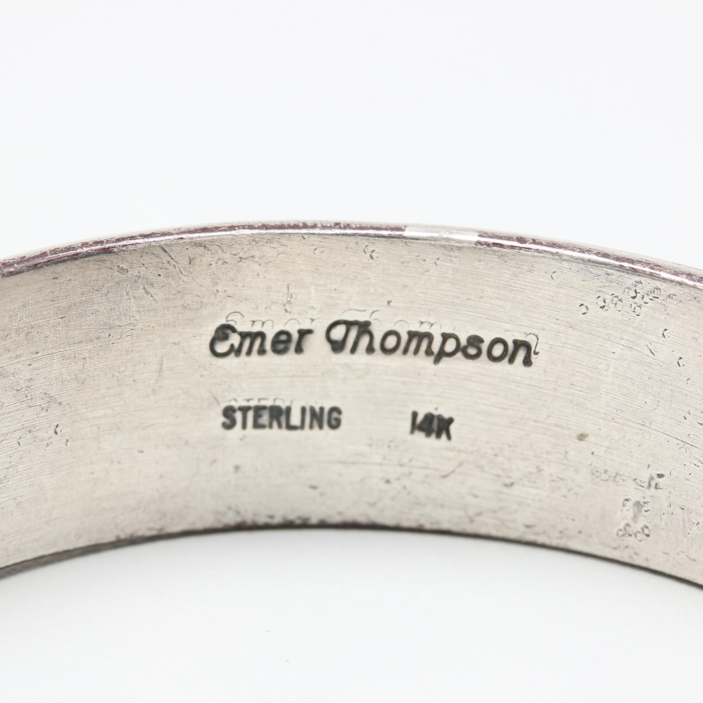 Emer Thompson Navajo Diné Sterling Silver and 14K Yellow Gold Cuff Bracelet