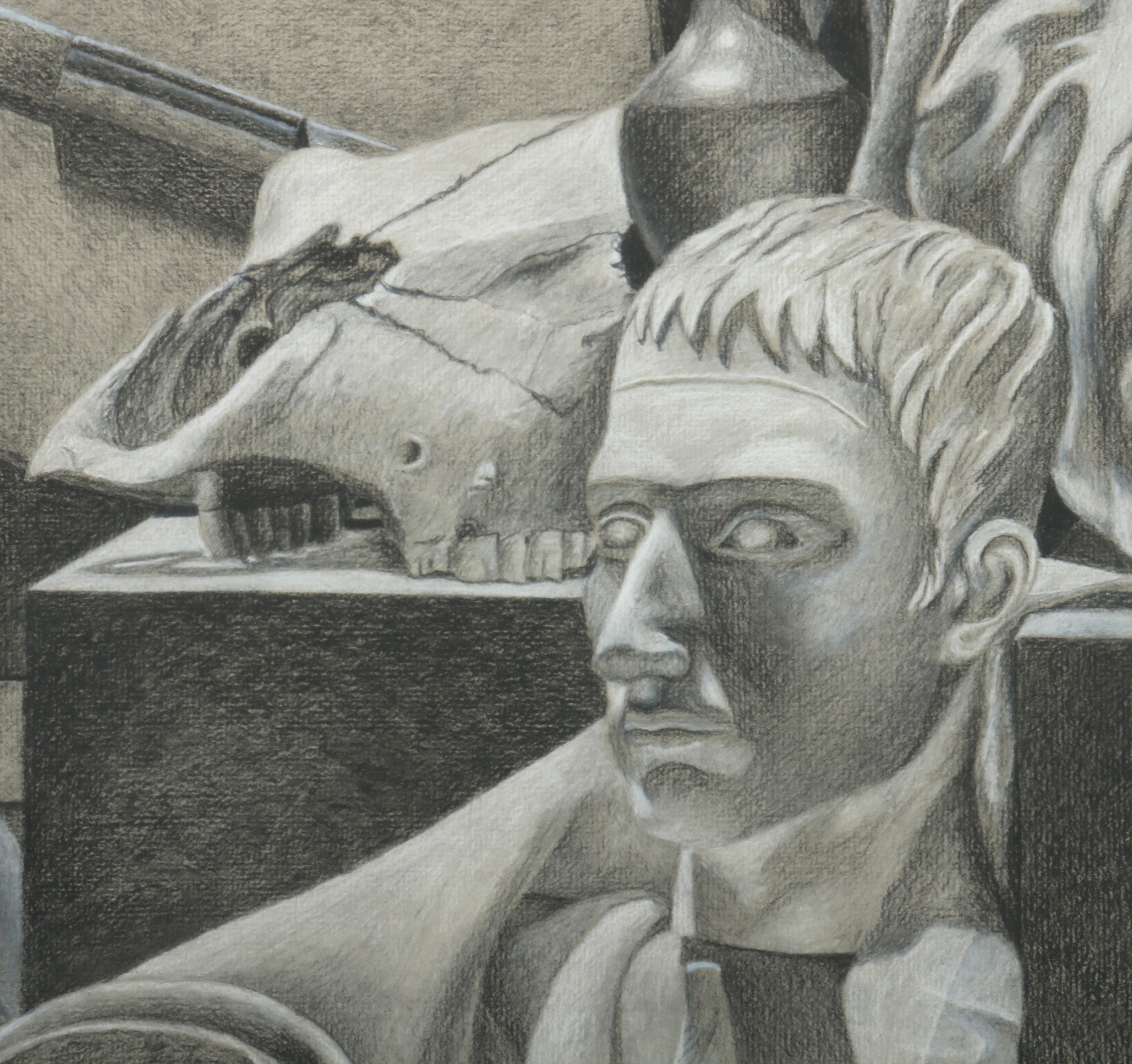 Erin Barthold Original Black and White Drawing on Paper of Still Life