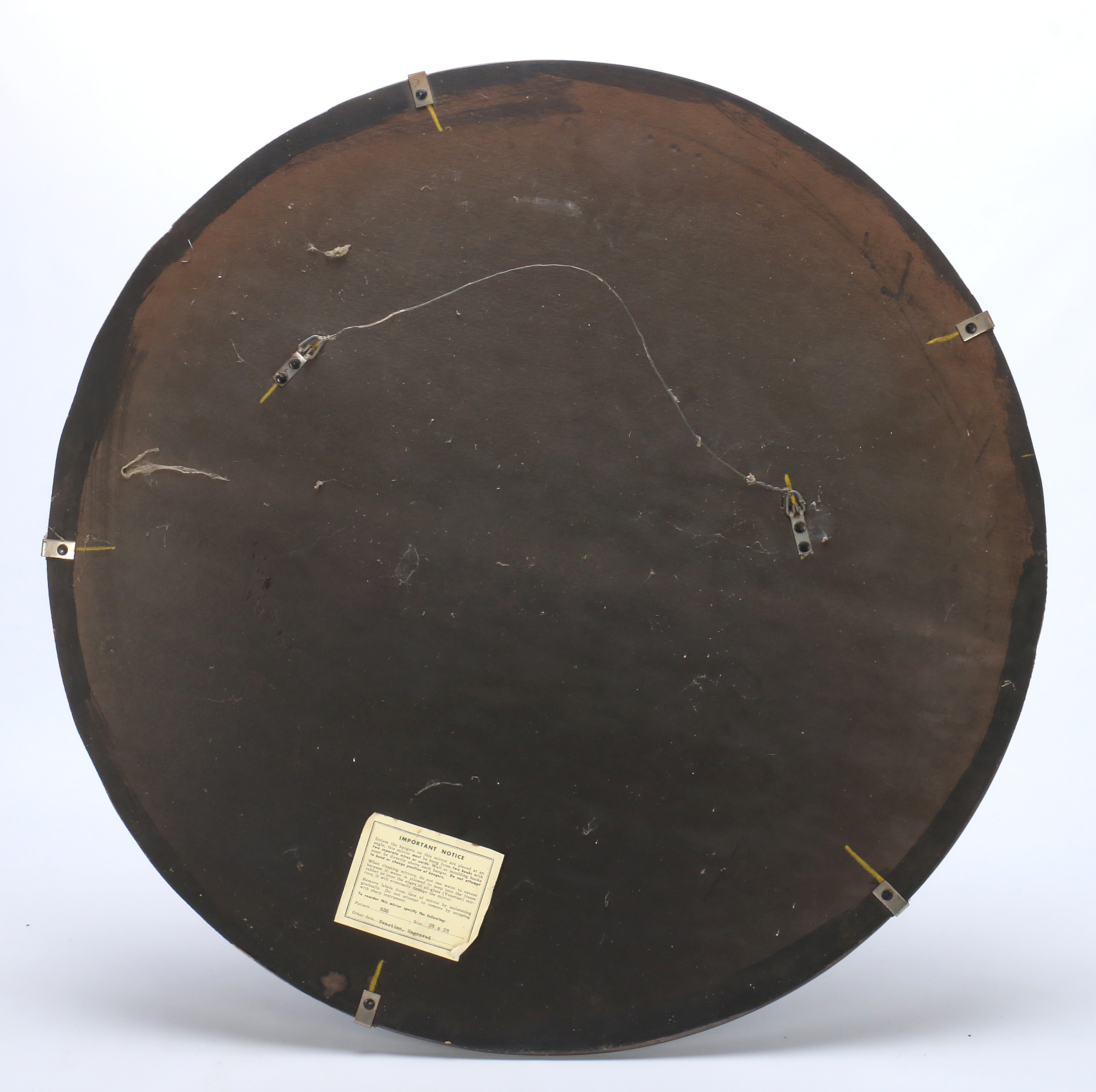 Vintage Round Wall Mirror with Beveled Edge and Etched Border