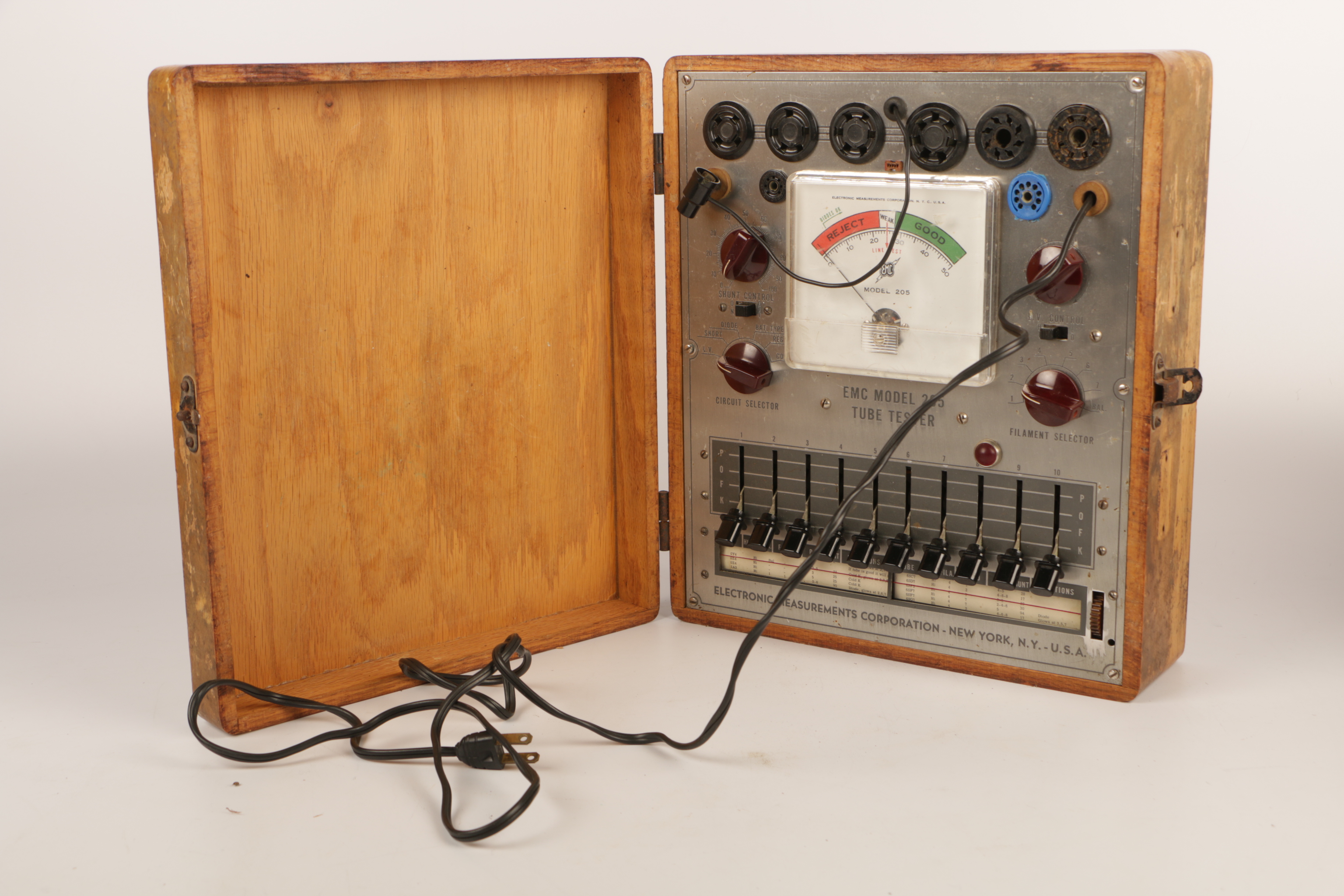 Vintage Surveyors Transit and EMC Model 205 Vacuum Tube Tester