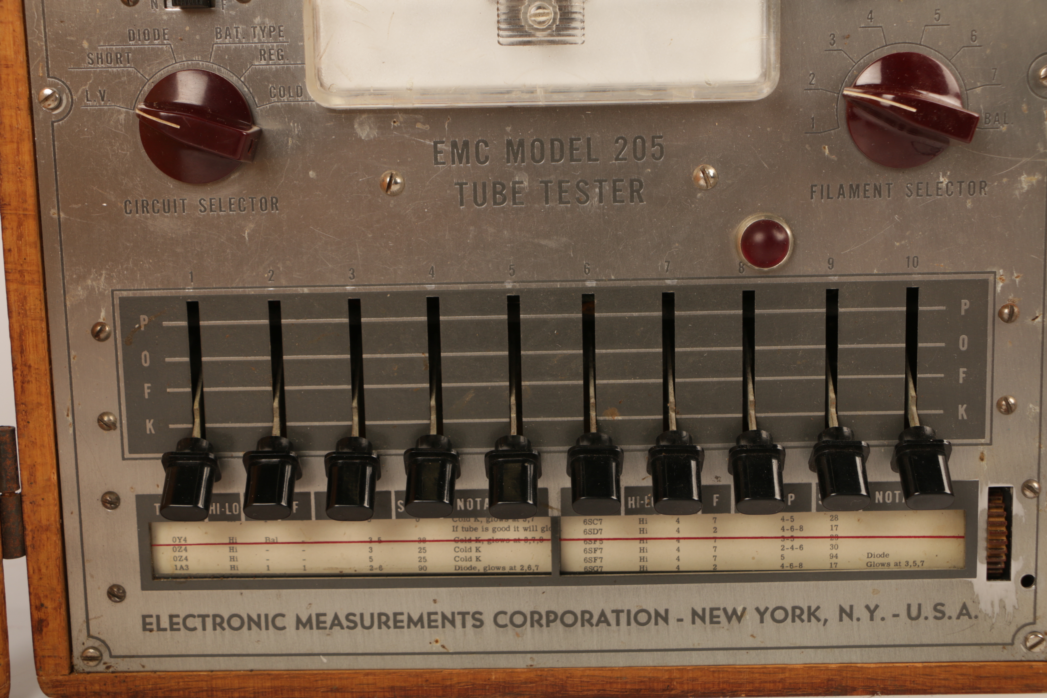 Vintage Surveyors Transit and EMC Model 205 Vacuum Tube Tester