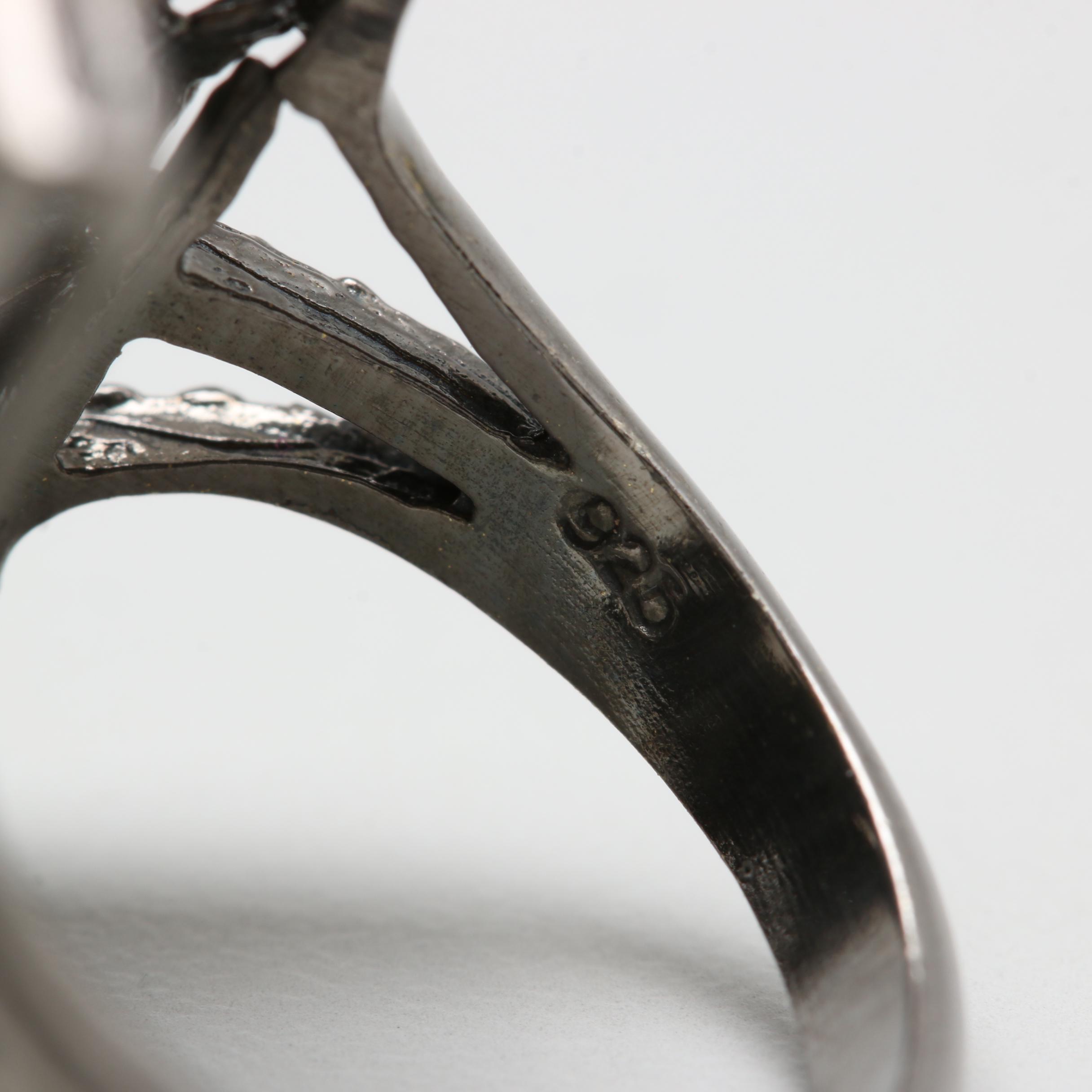 Sterling Silver Cultured Pearl, Opal, and Rhodolite Garnet Ring with Gold Wash