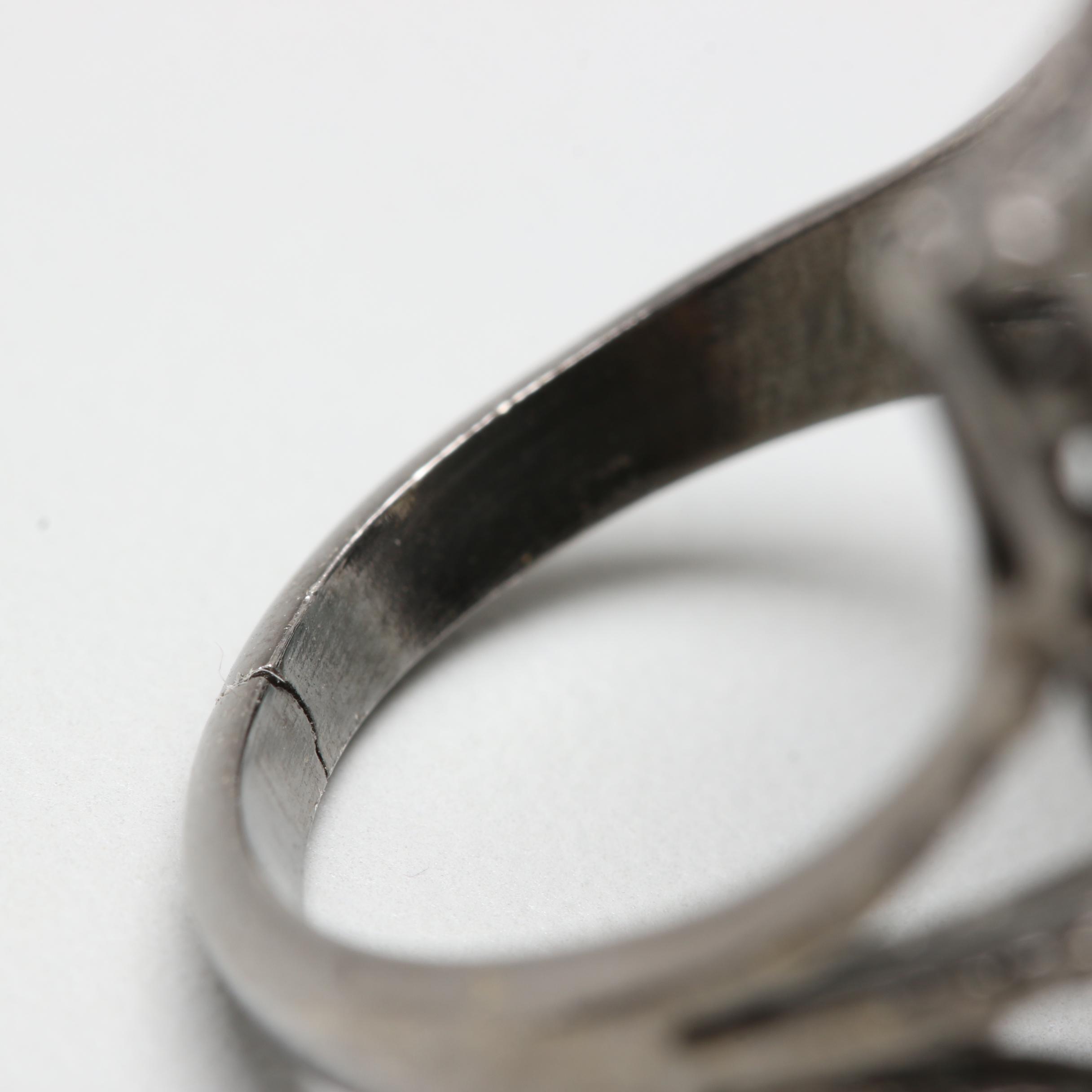 Sterling Silver Cultured Pearl, Opal, and Rhodolite Garnet Ring with Gold Wash