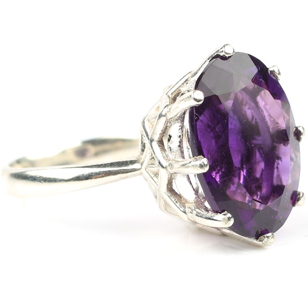 Sterling Silver 8.23 CT Amethyst Ring