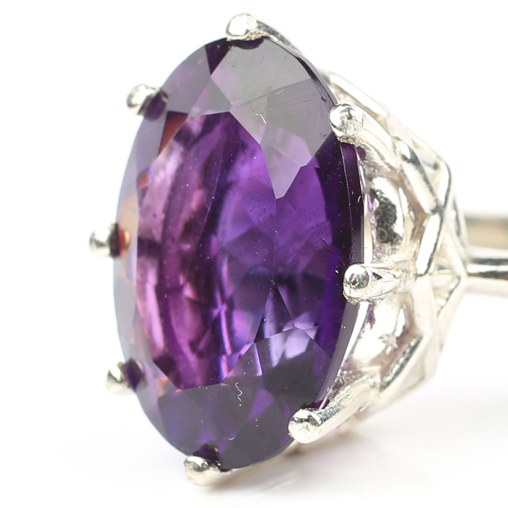 Sterling Silver 8.23 CT Amethyst Ring