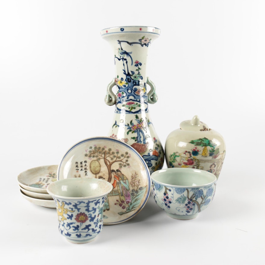 Chinese Decorative Ceramic Vase and Tableware