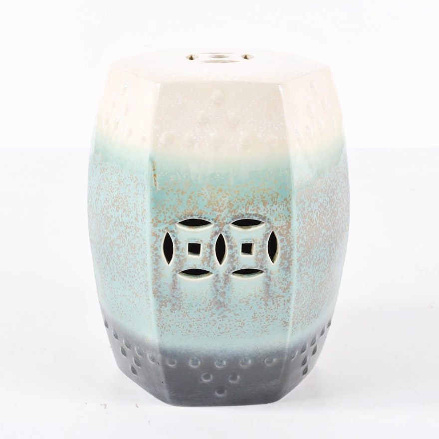 Chinese Trichromatic Speckled Glaze Ceramic Garden Stool