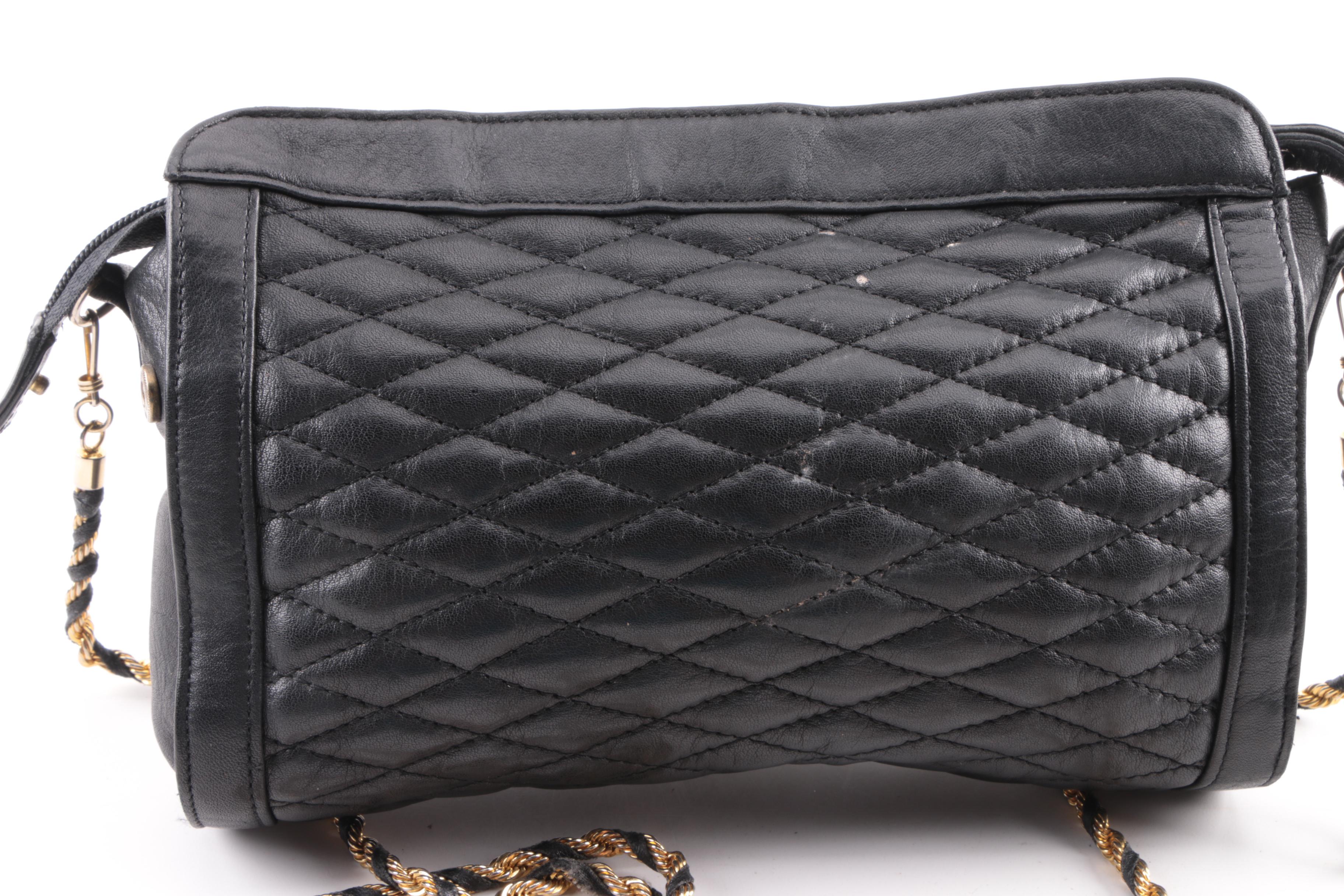 Vintage Pierre Balmain Black Quilted Leather Crossbody Bag