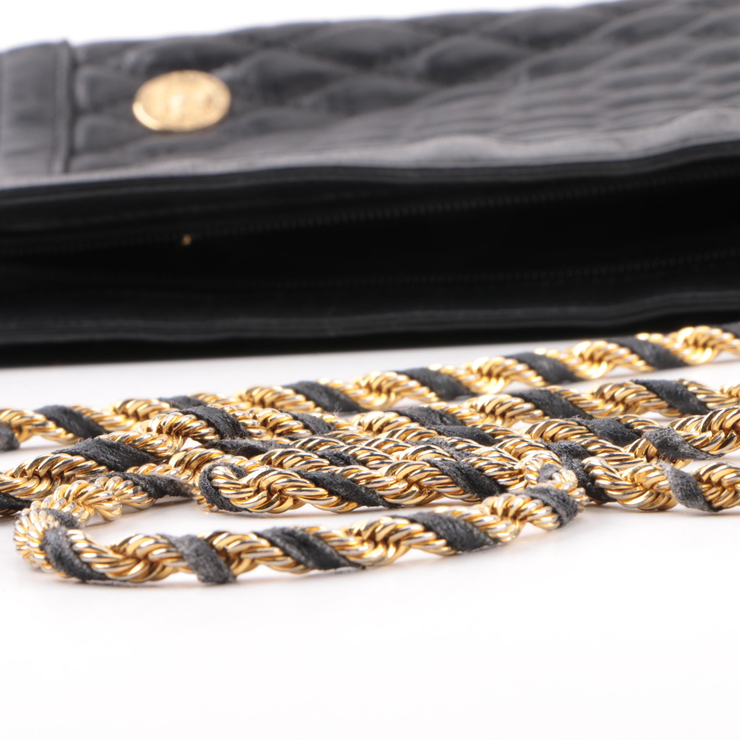 Vintage Pierre Balmain Black Quilted Leather Crossbody Bag