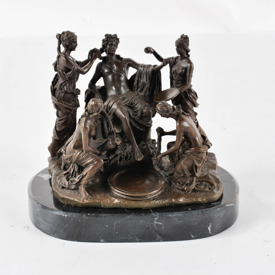 M. Mercie Reproduction Bronze Tone Metal Sculpture