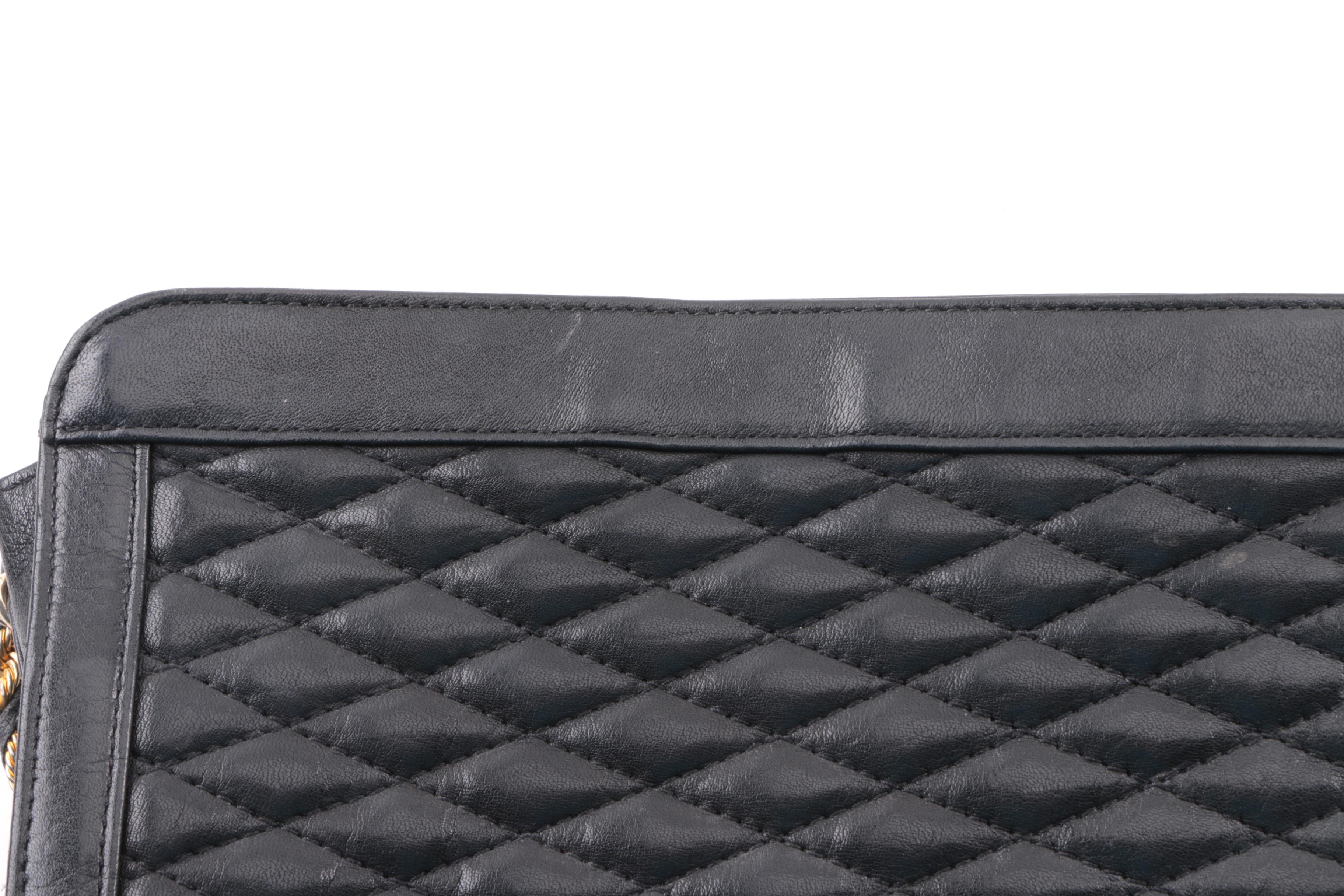 Vintage Pierre Balmain Black Quilted Leather Crossbody Bag