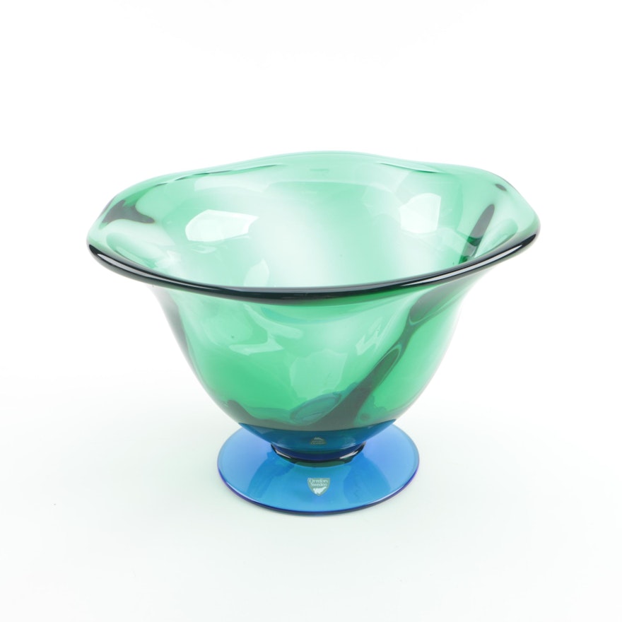 Orrefors "Louise" Art Glass Footed Bowl by Erika Lagerbielke