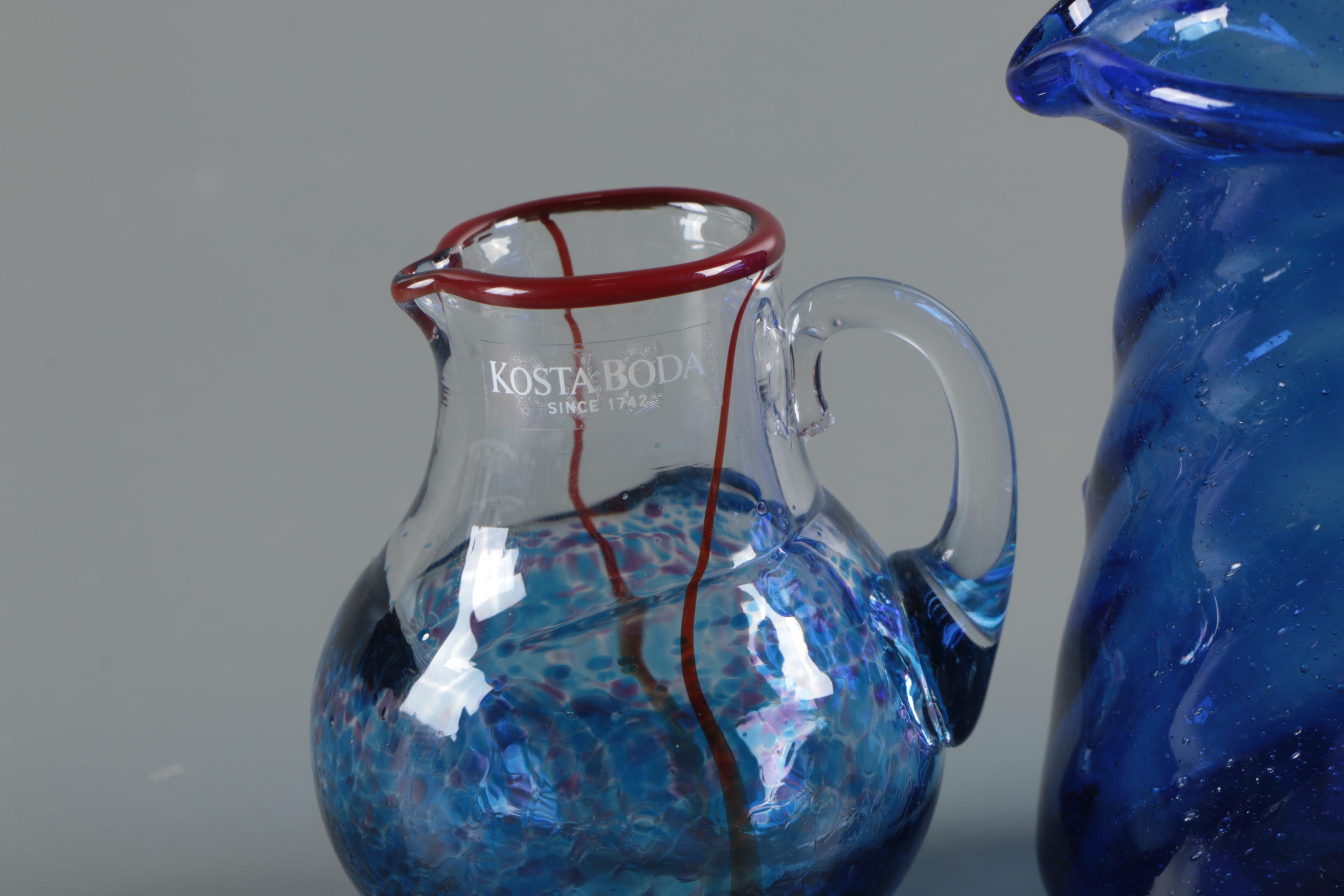 Pitchers Including Kosta Boda and Orrefors Art Glass