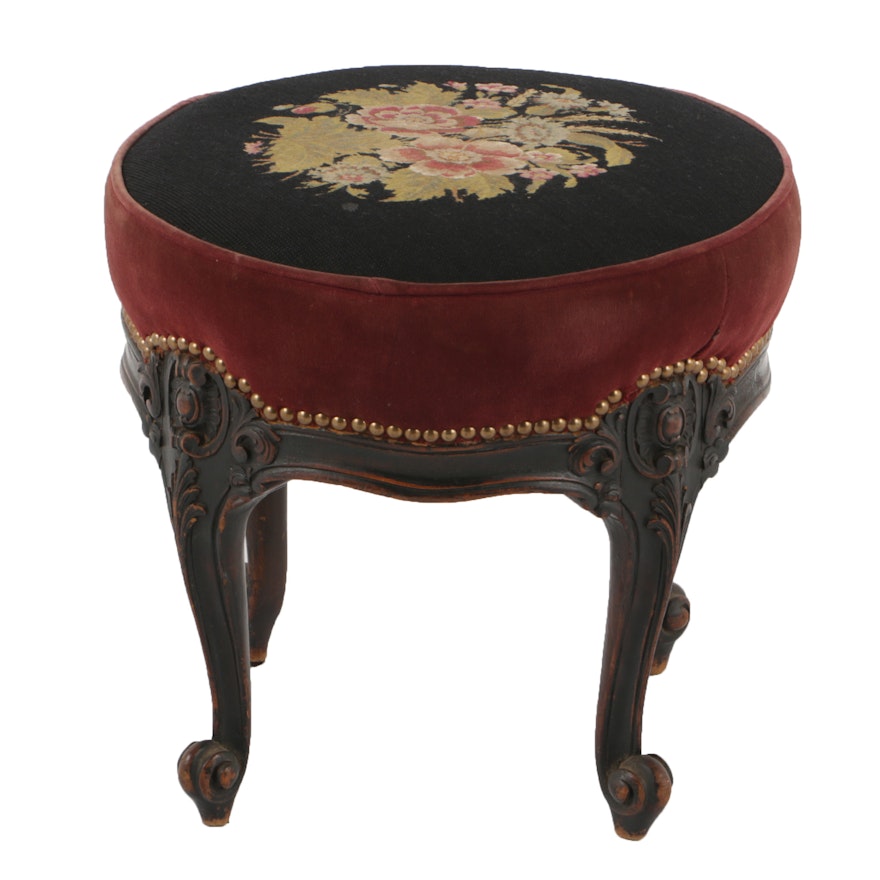 Louis XV Style Needlepoint Footstool
