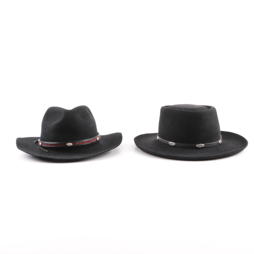 Men's Vintage Stetson Black Felted Western Hats