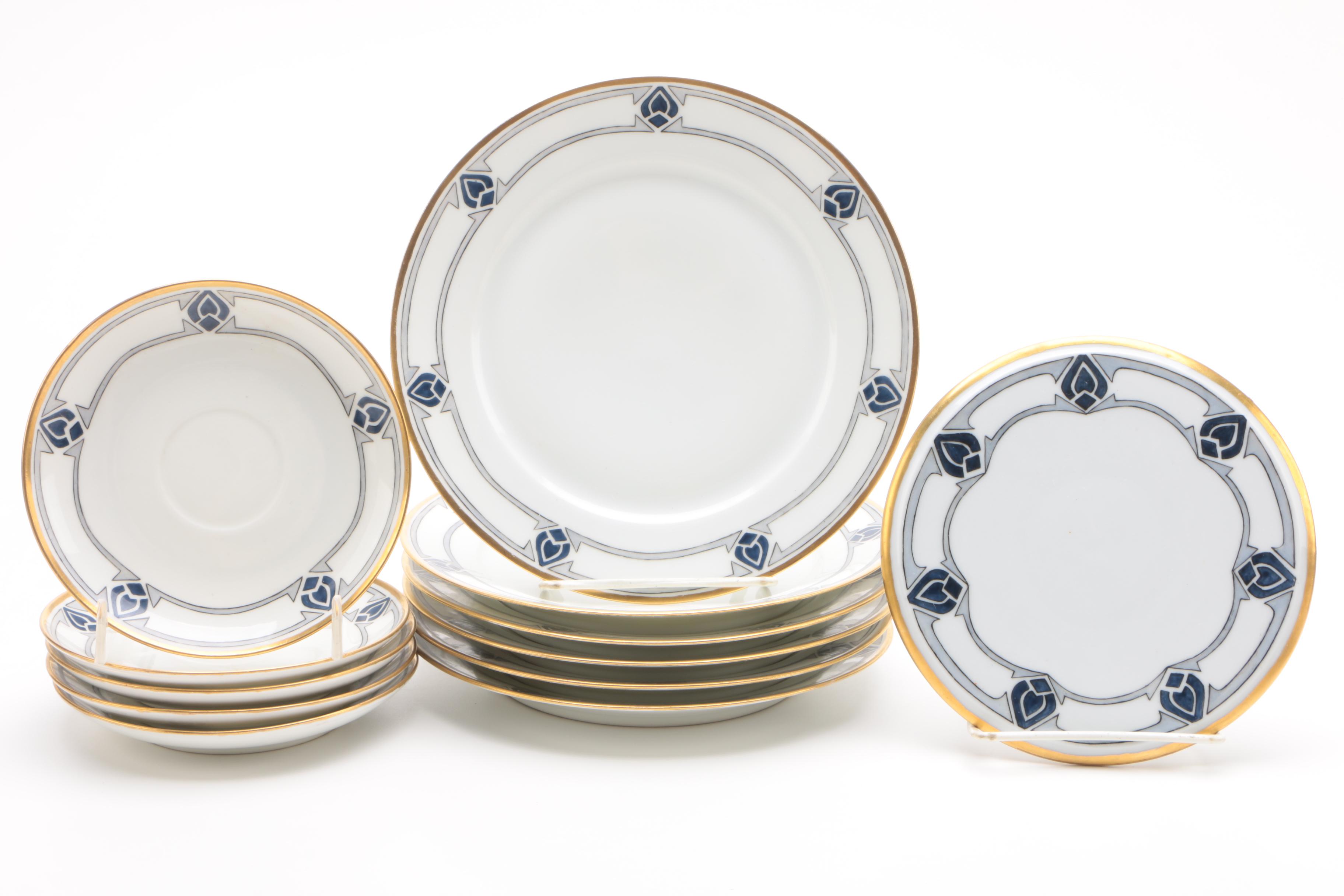 Art Deco Hobbyist Painted Porcelain Tea Service