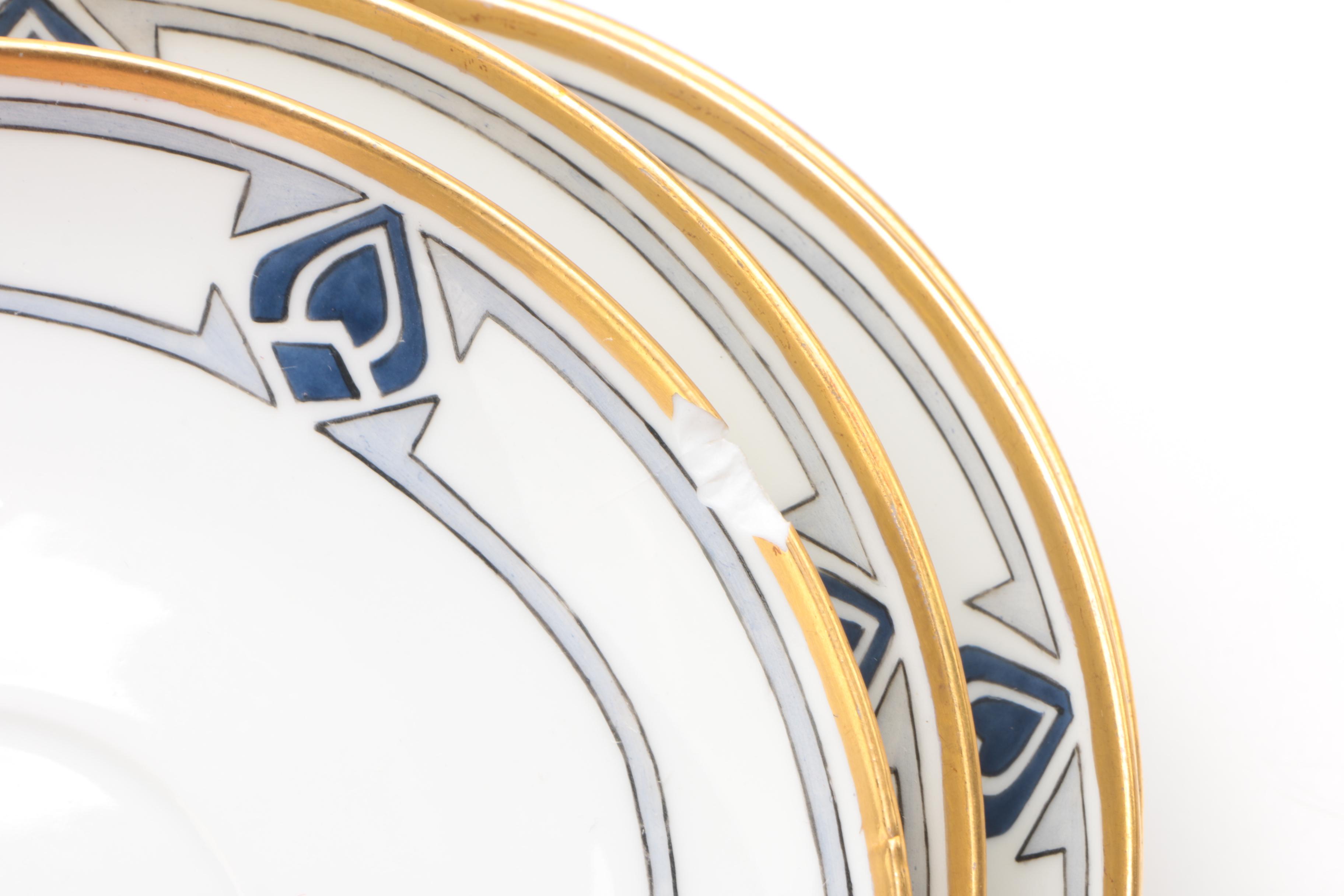 Art Deco Hobbyist Painted Porcelain Tea Service