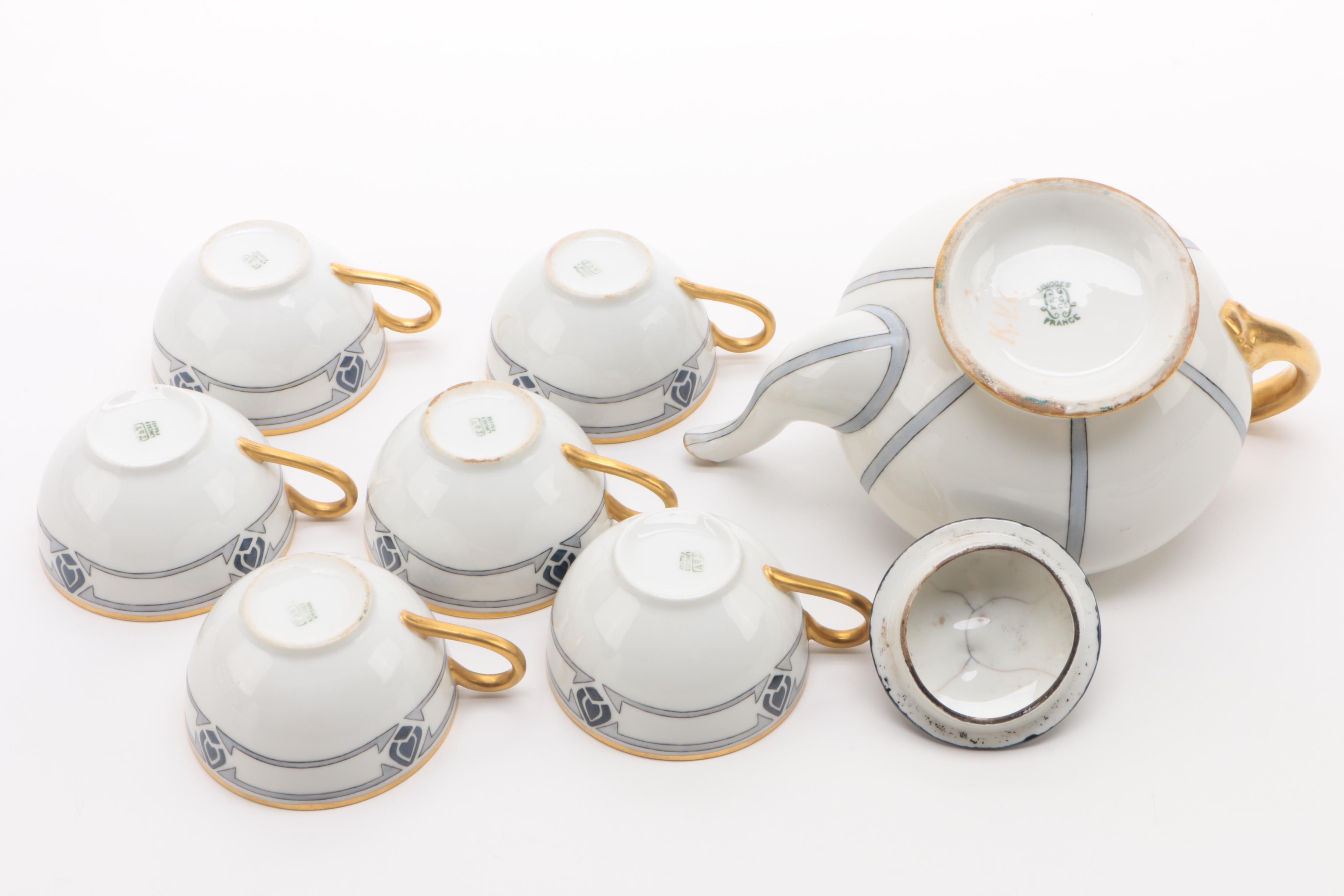 Art Deco Hobbyist Painted Porcelain Tea Service