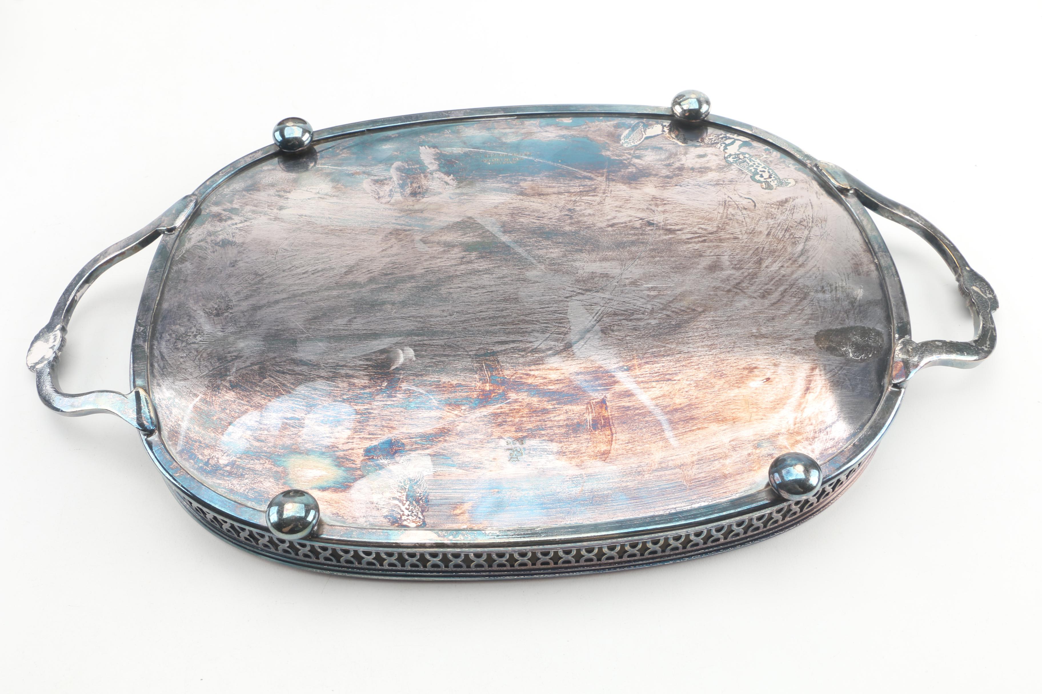 Sheffield Silver Co. Serving Tray with Other Silver Plate Serveware