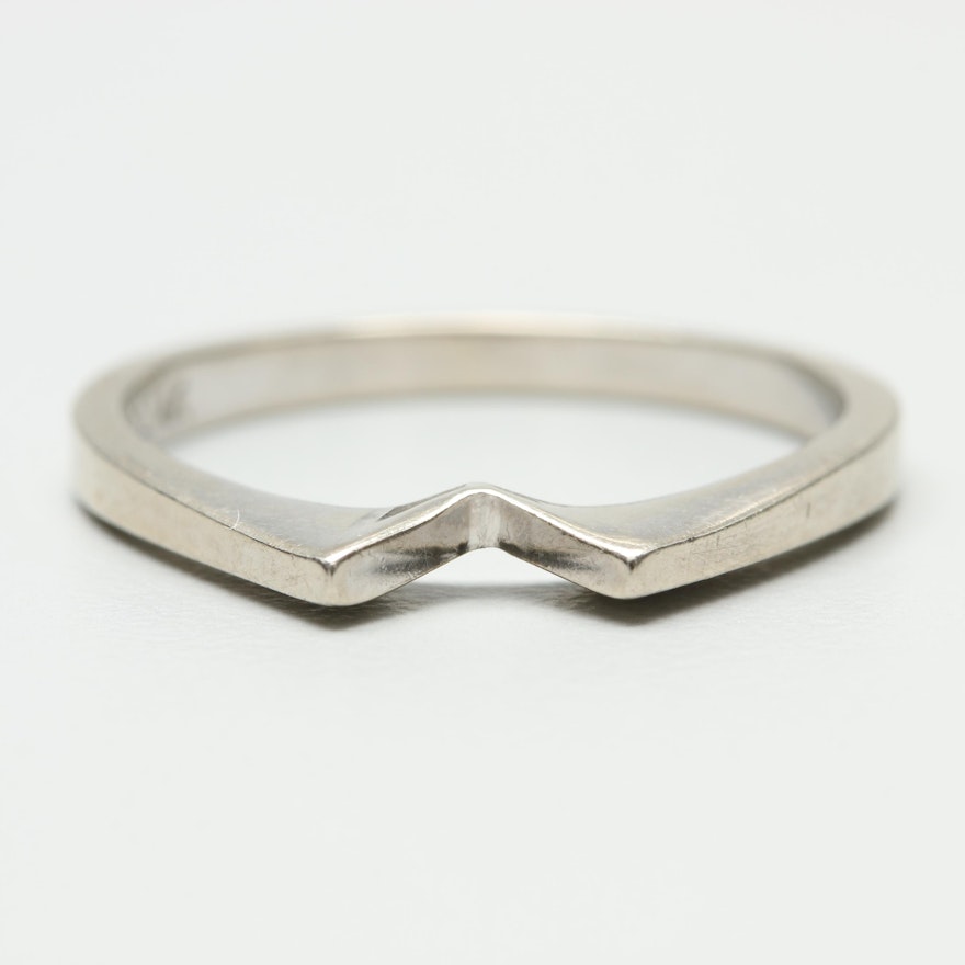 14K White Gold Shadow Band Ring