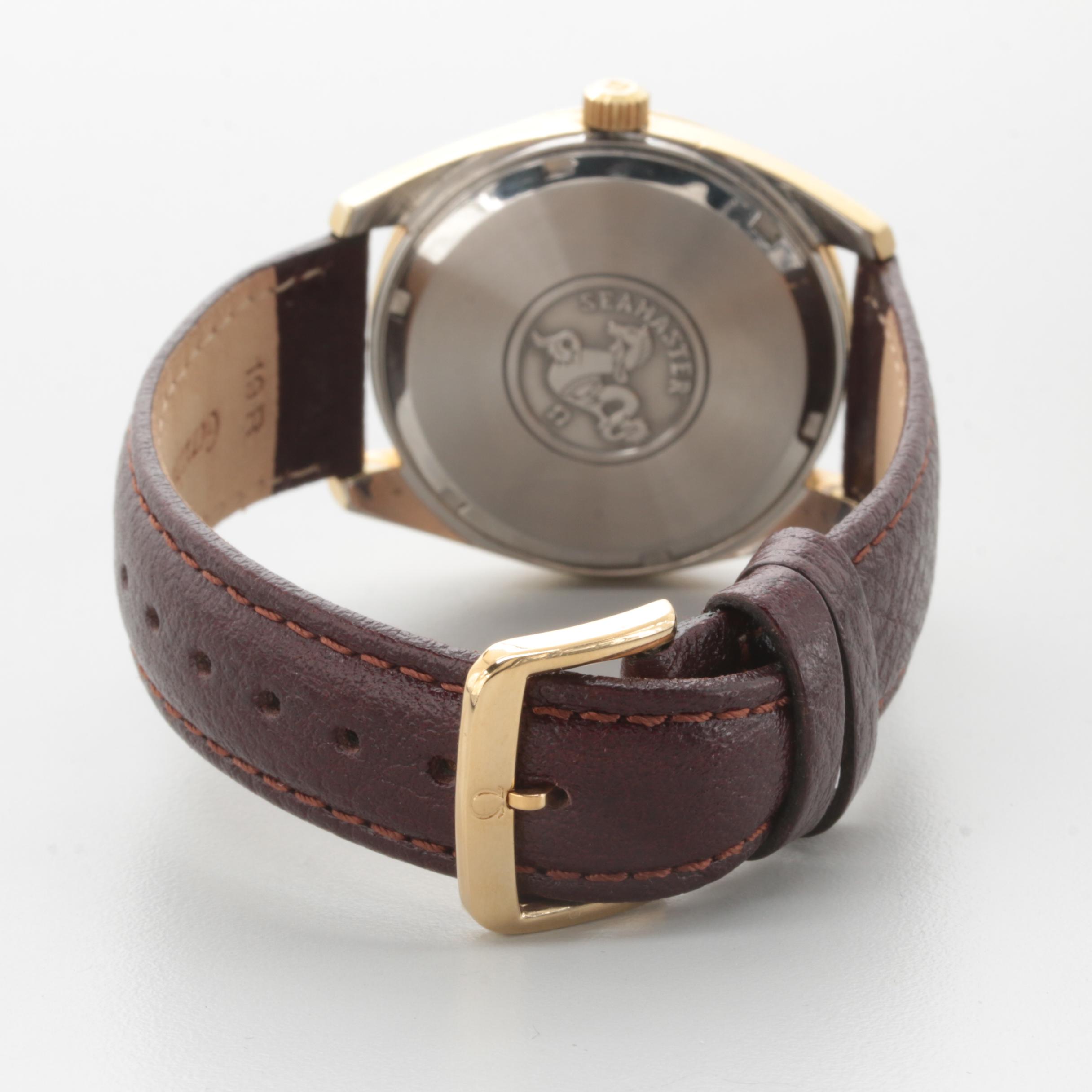 Omega Seamaster Gold-Tone Stainless Steel Watch with Leather Strap
