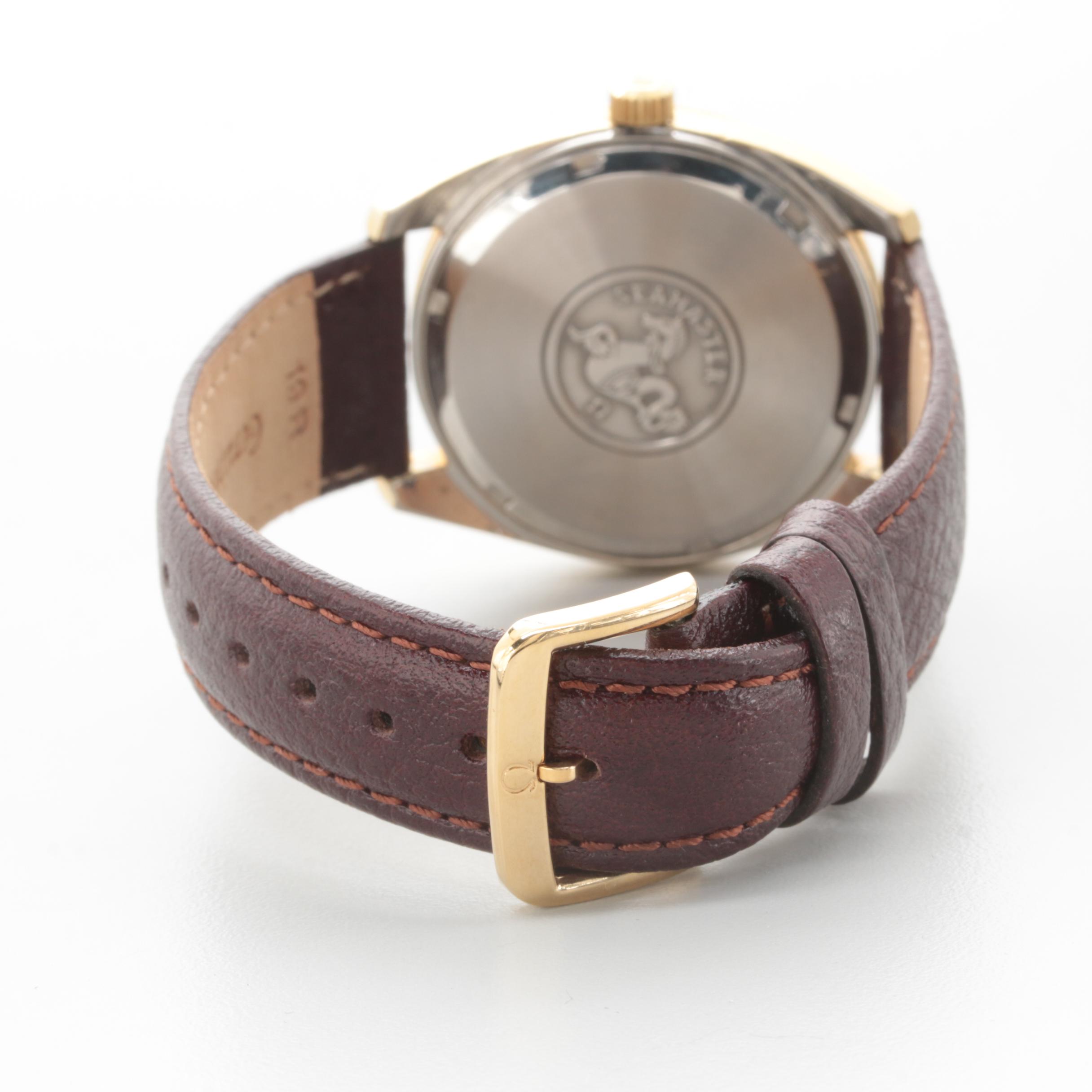 Omega Seamaster Gold-Tone Stainless Steel Watch with Leather Strap