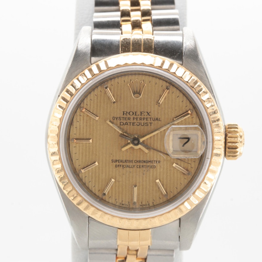 Circa 1990 Rolex Stainless Steel and 18K Yellow Gold Wristwatch