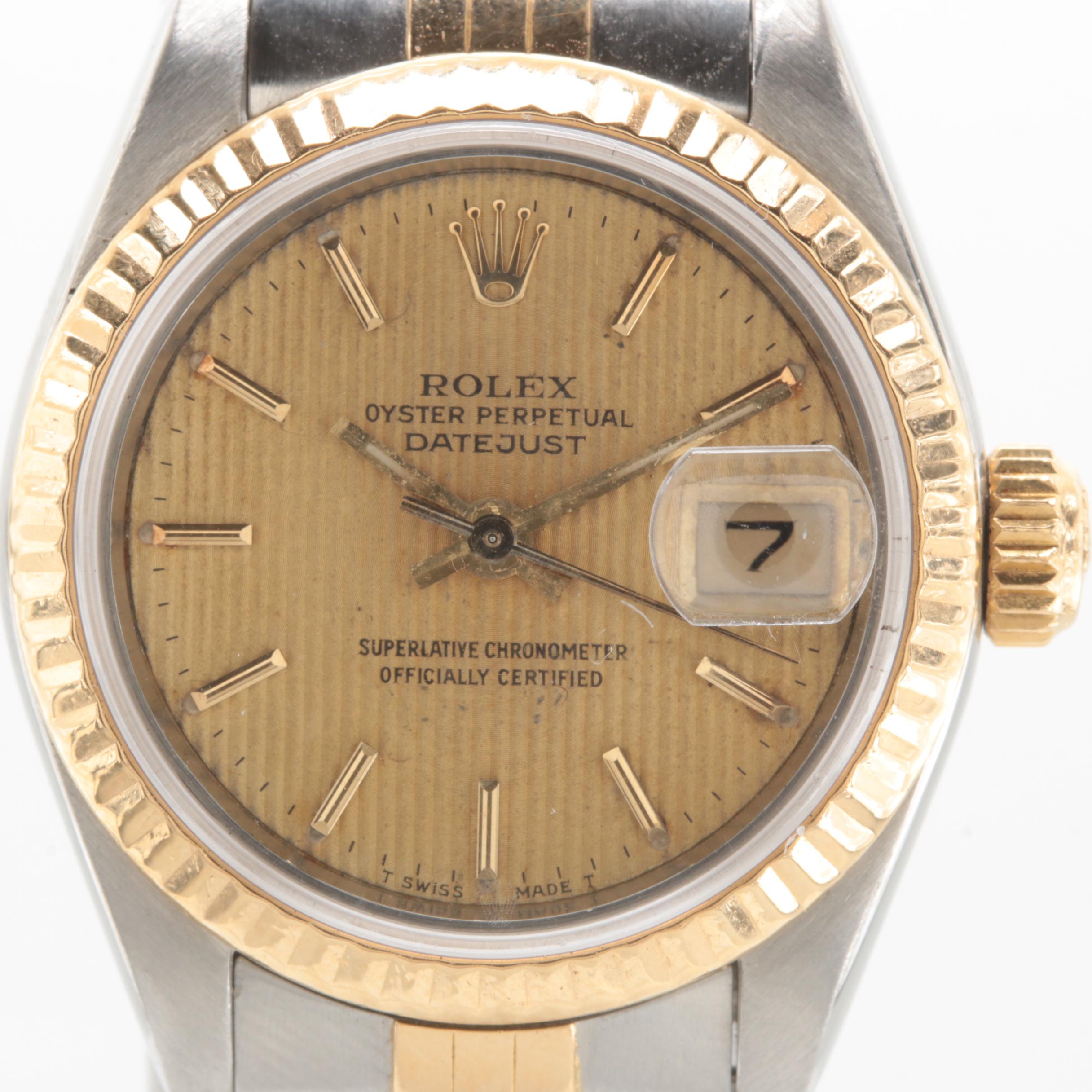 Circa 1990 Rolex Stainless Steel and 18K Yellow Gold Watch
