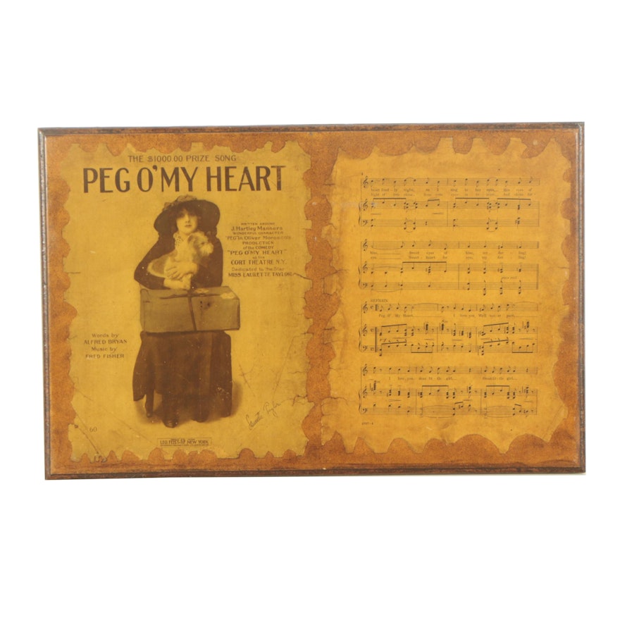 Decoupaged "Peg O' My Heart" Sheet Music Wall Plaque