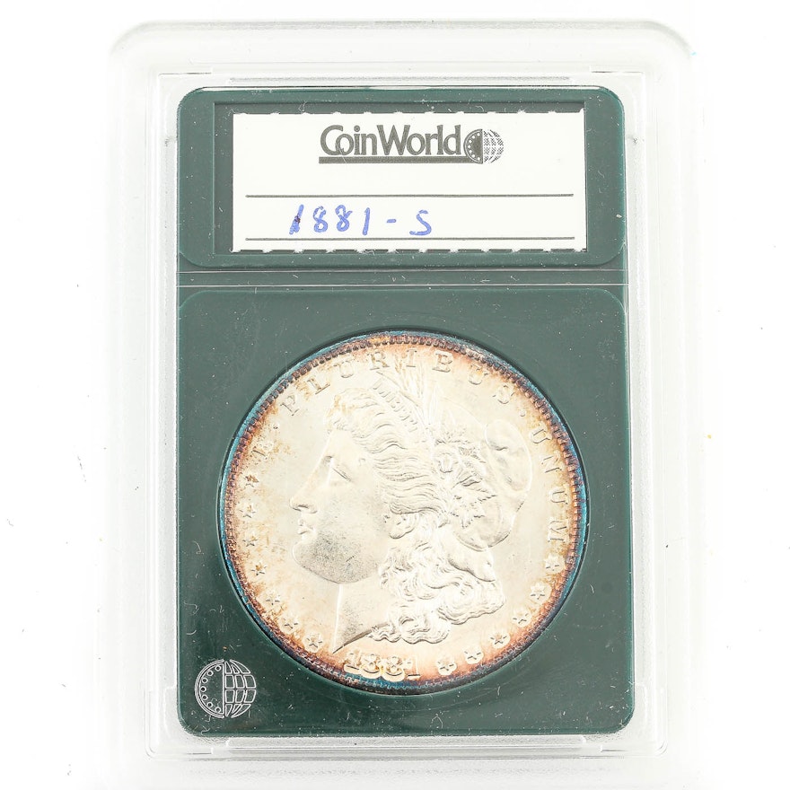 Encapsulated 1881-S Morgan Silver Dollar