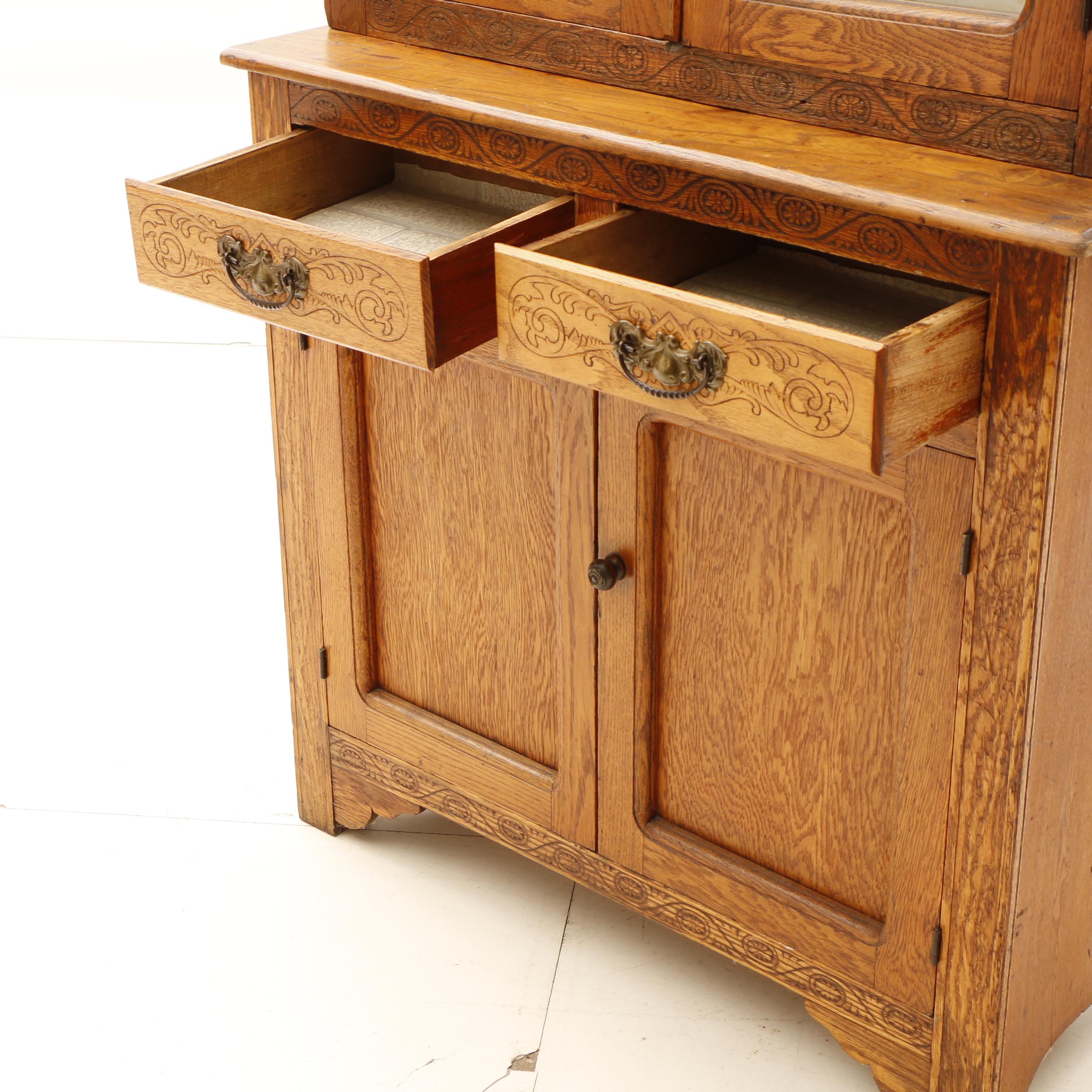 Vintage Oak China Cabinet